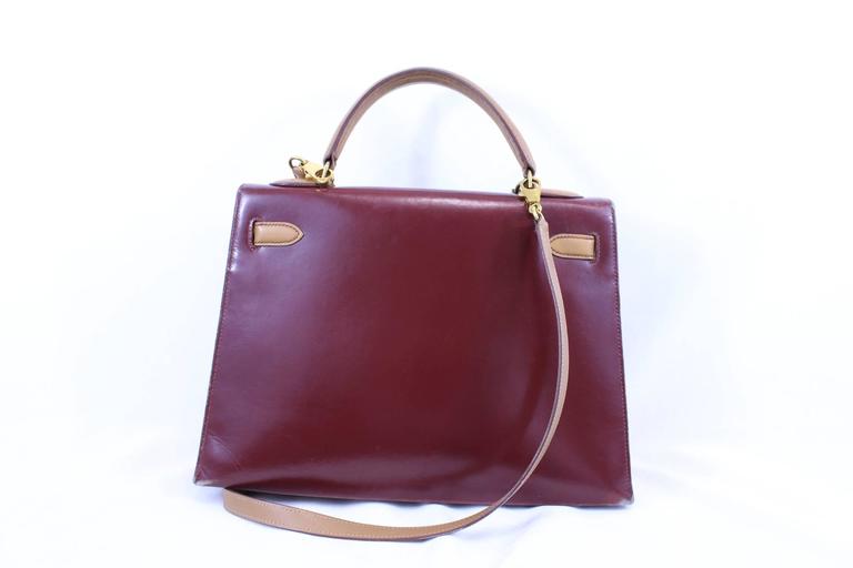 Vintage Hermes Kelly Tricolor Box cuir Bag at 1stDibs
