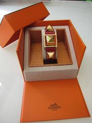 Hermes Gold Plated & Red Ban Medor Watch
