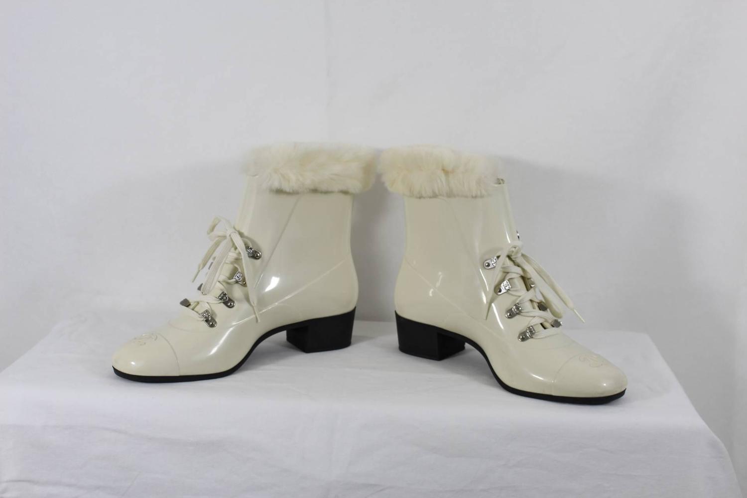 vintage chanel fur boots