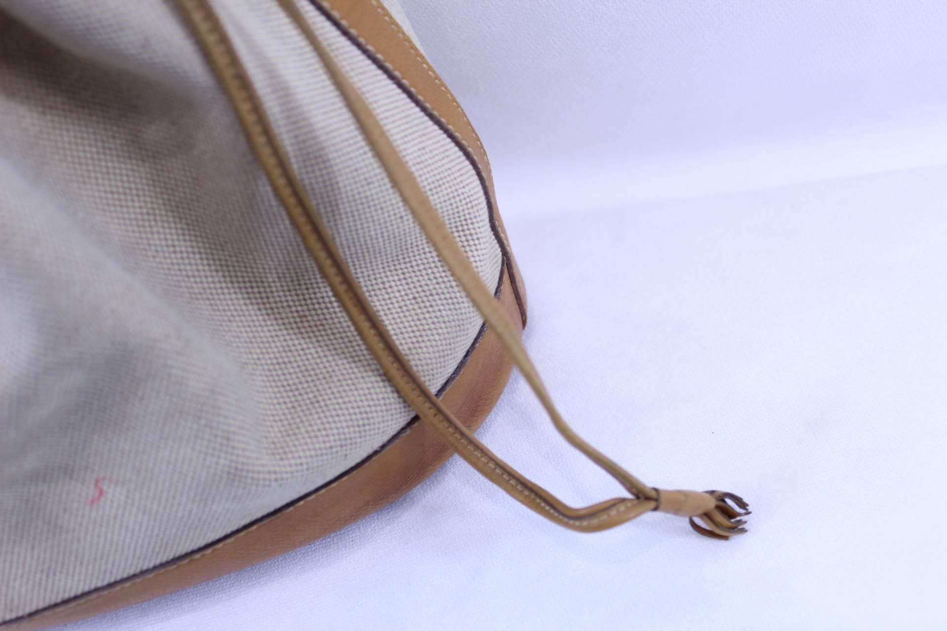 Women's Vintage Hermes Leather and Canvas Market Bag