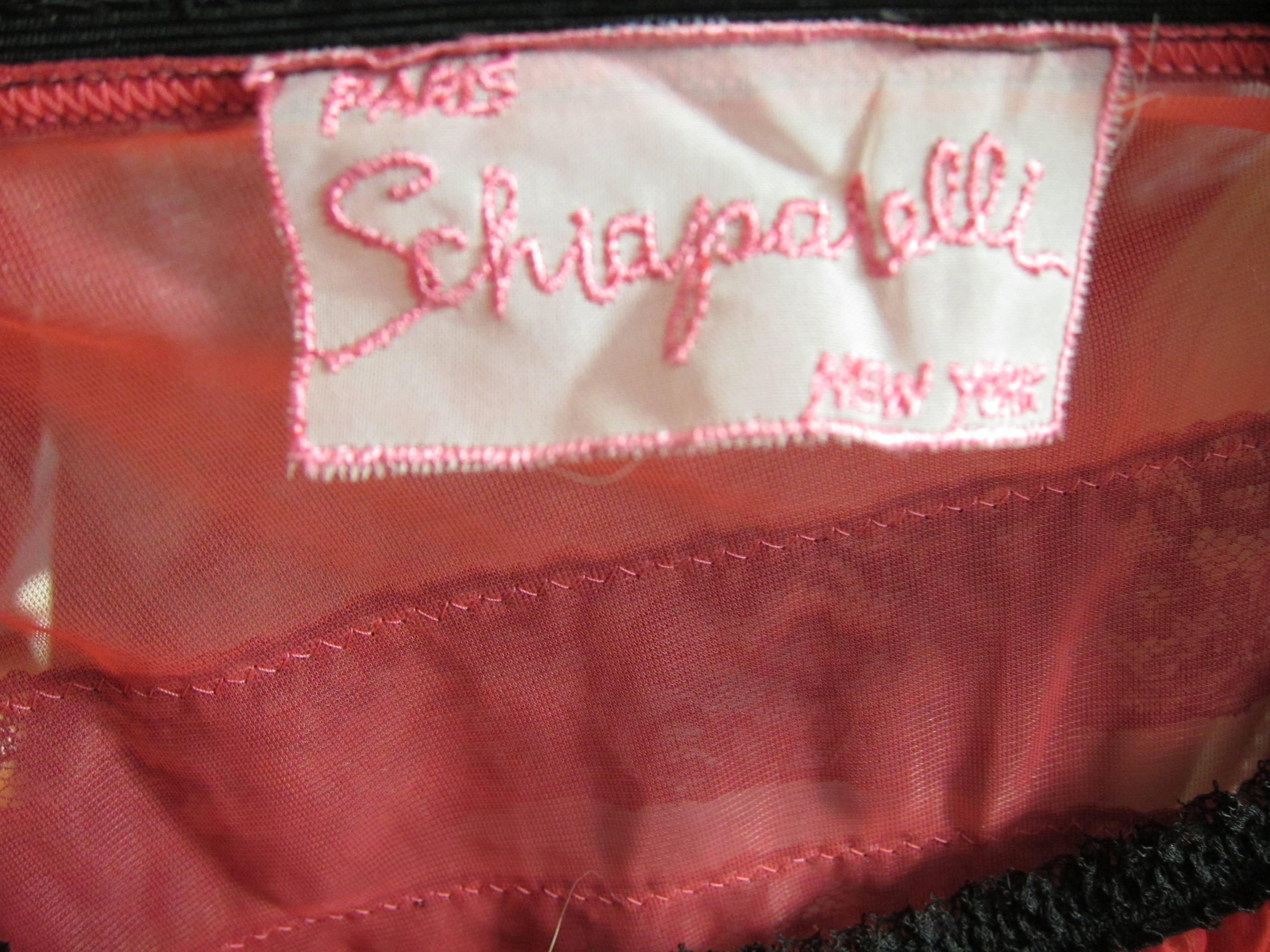 Schiaparelli Pink and Black Nylon Slip Elastic Waist In Good Condition In Paris, FR