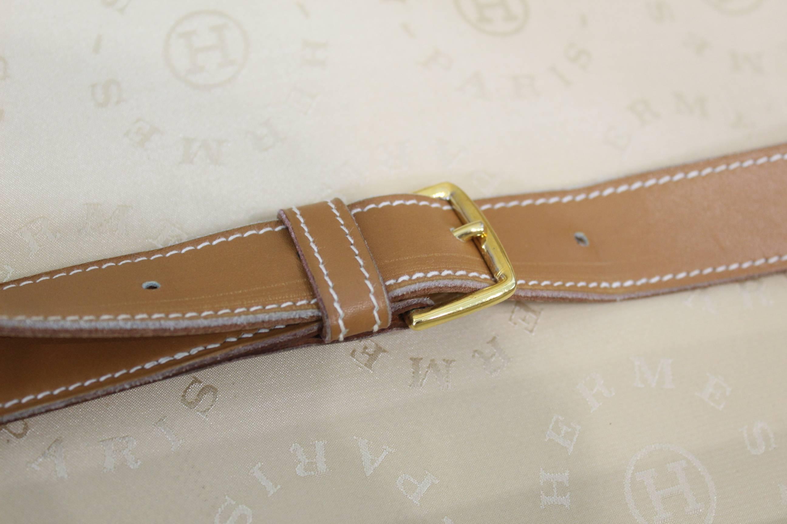 Hermes Vintage Leather and Canvas Suitcase 1