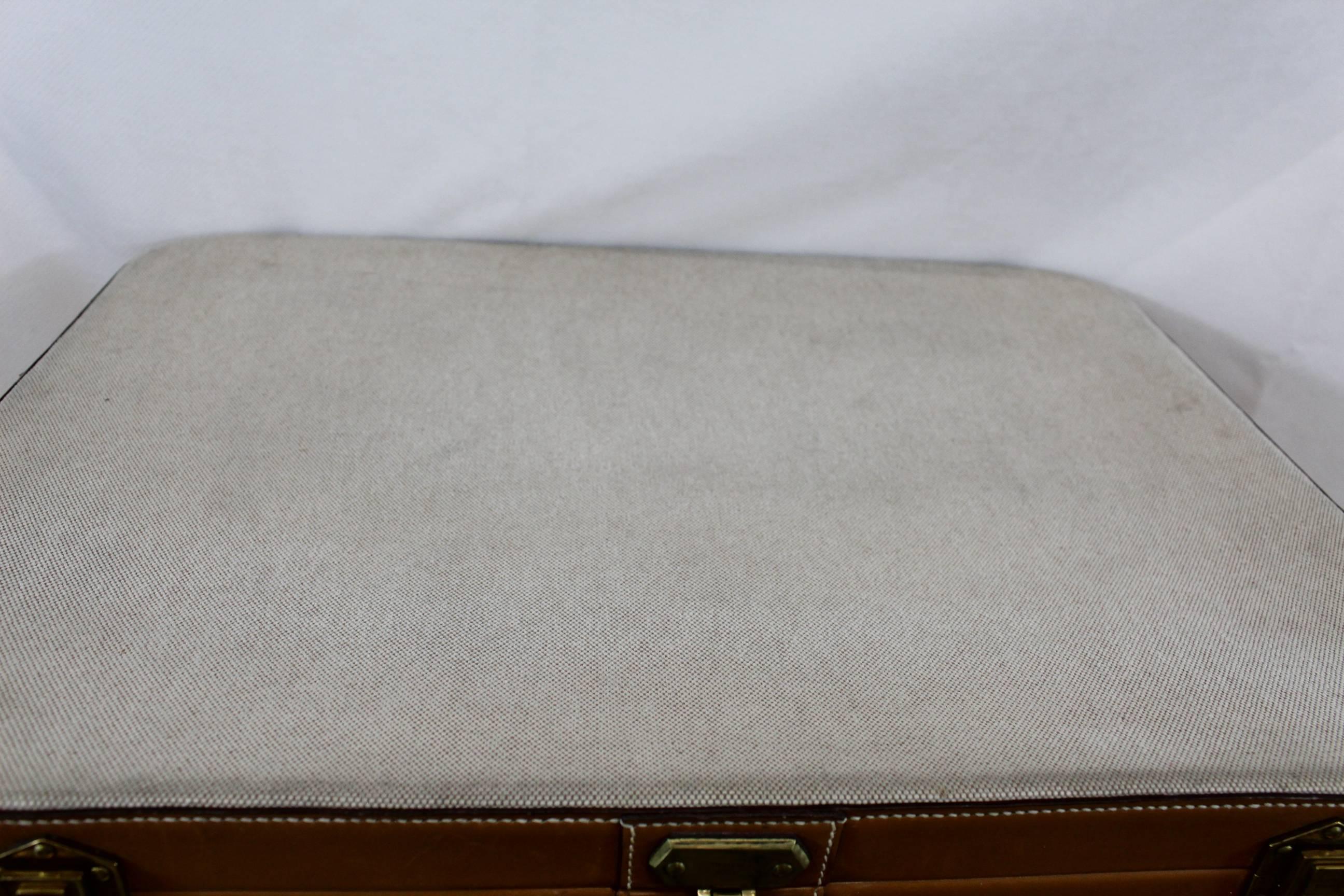 Hermes Vintage Leather and Canvas Suitcase 3