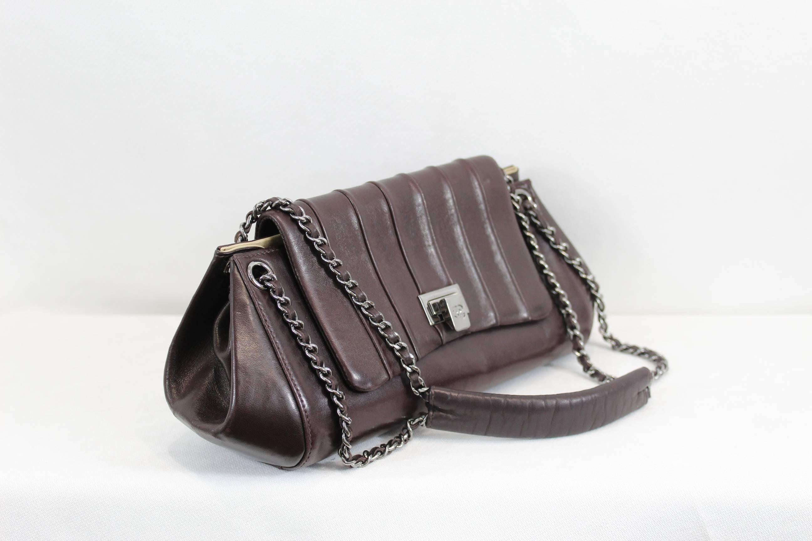 Gray Chanel Brown Leather Small Shoulder Shopping Bag