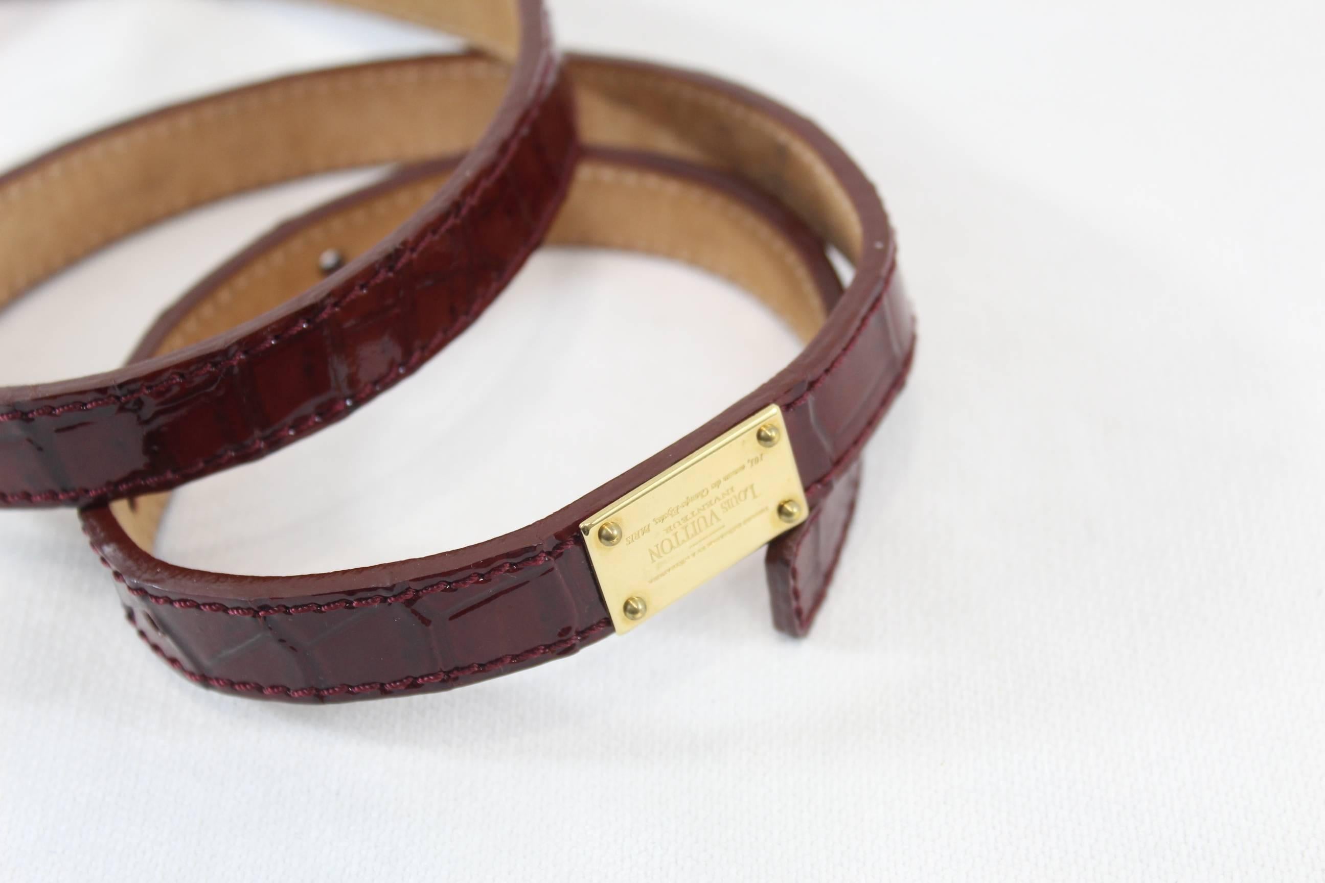 Louis Vuitton signature bordeaux patented Leather Belt In Good Condition For Sale In Paris, FR