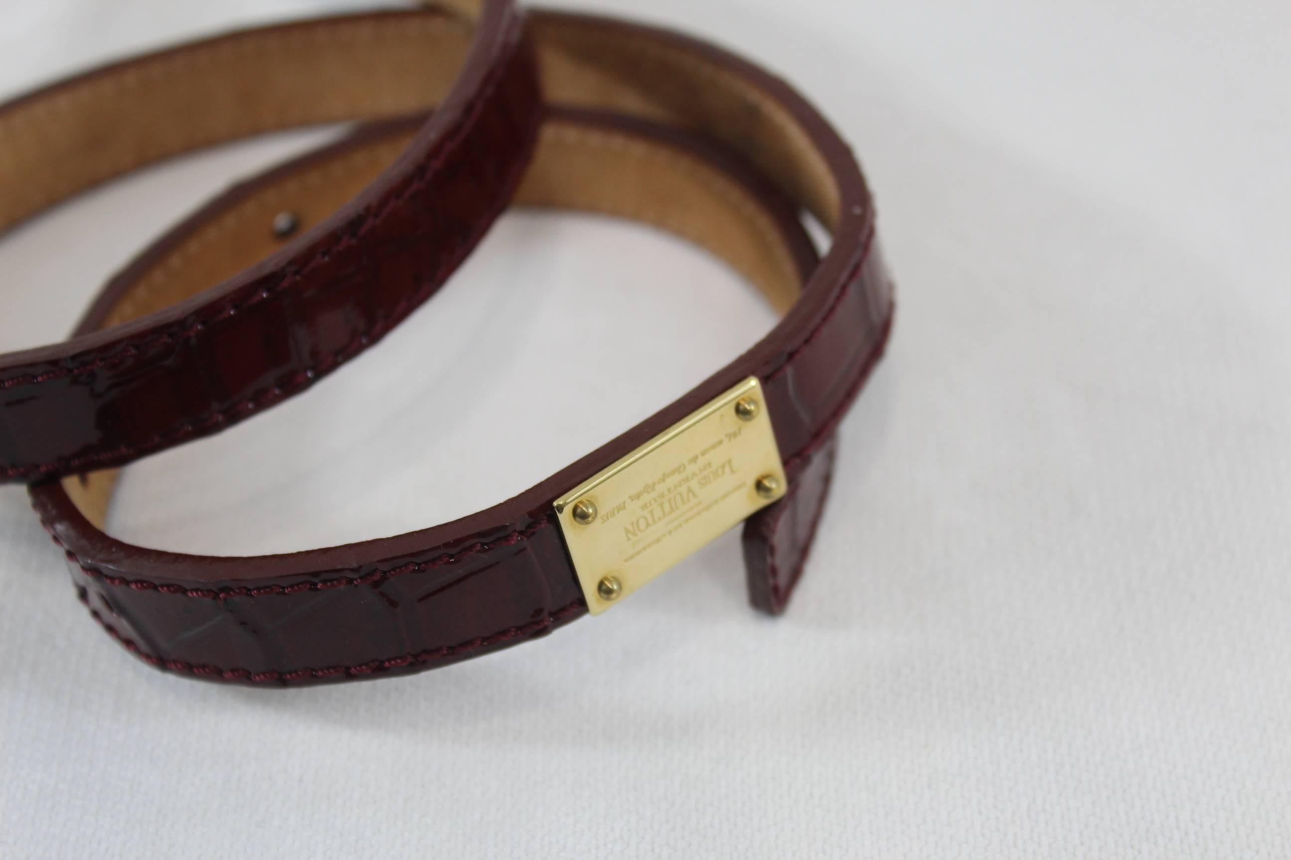 Louis Vuitton signature bordeaux patented Leather Belt For Sale 1