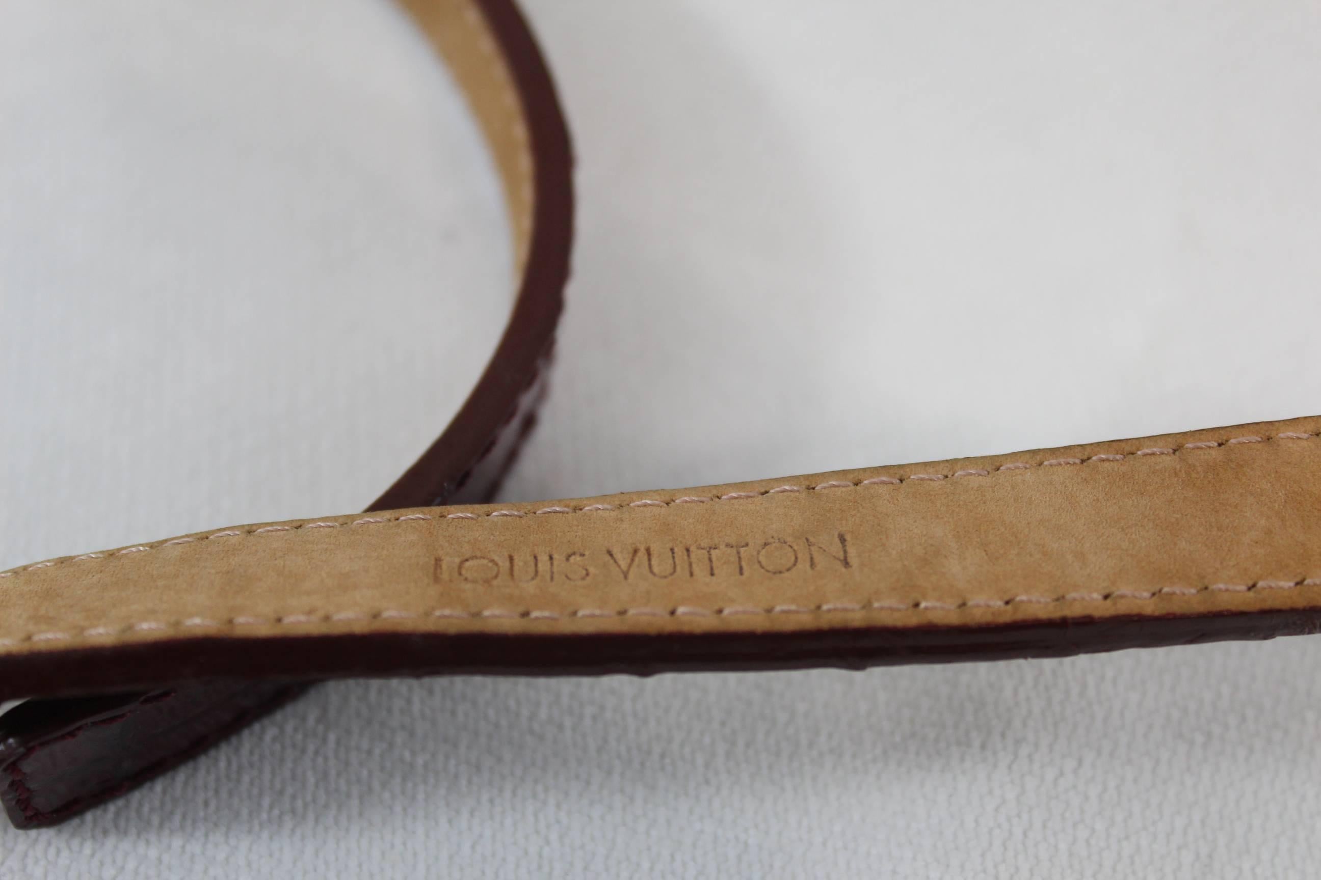 Women's Louis Vuitton signature bordeaux patented Leather Belt For Sale