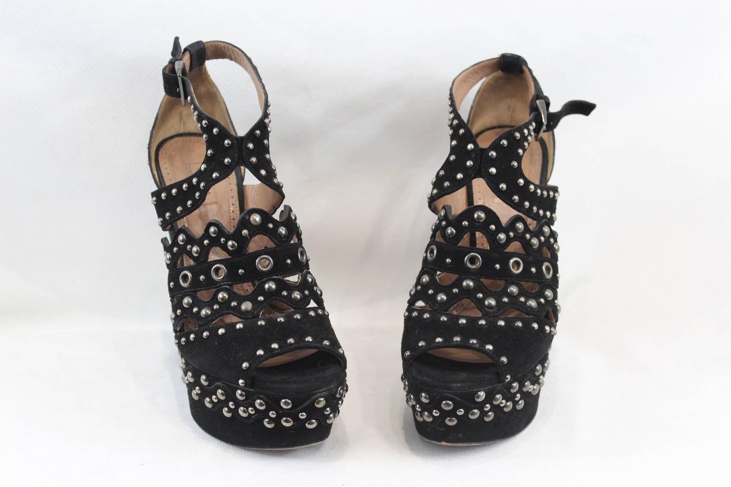 Azzedine Alaïa High Sandals in Black Suede. S. 36 For Sale at 1stdibs