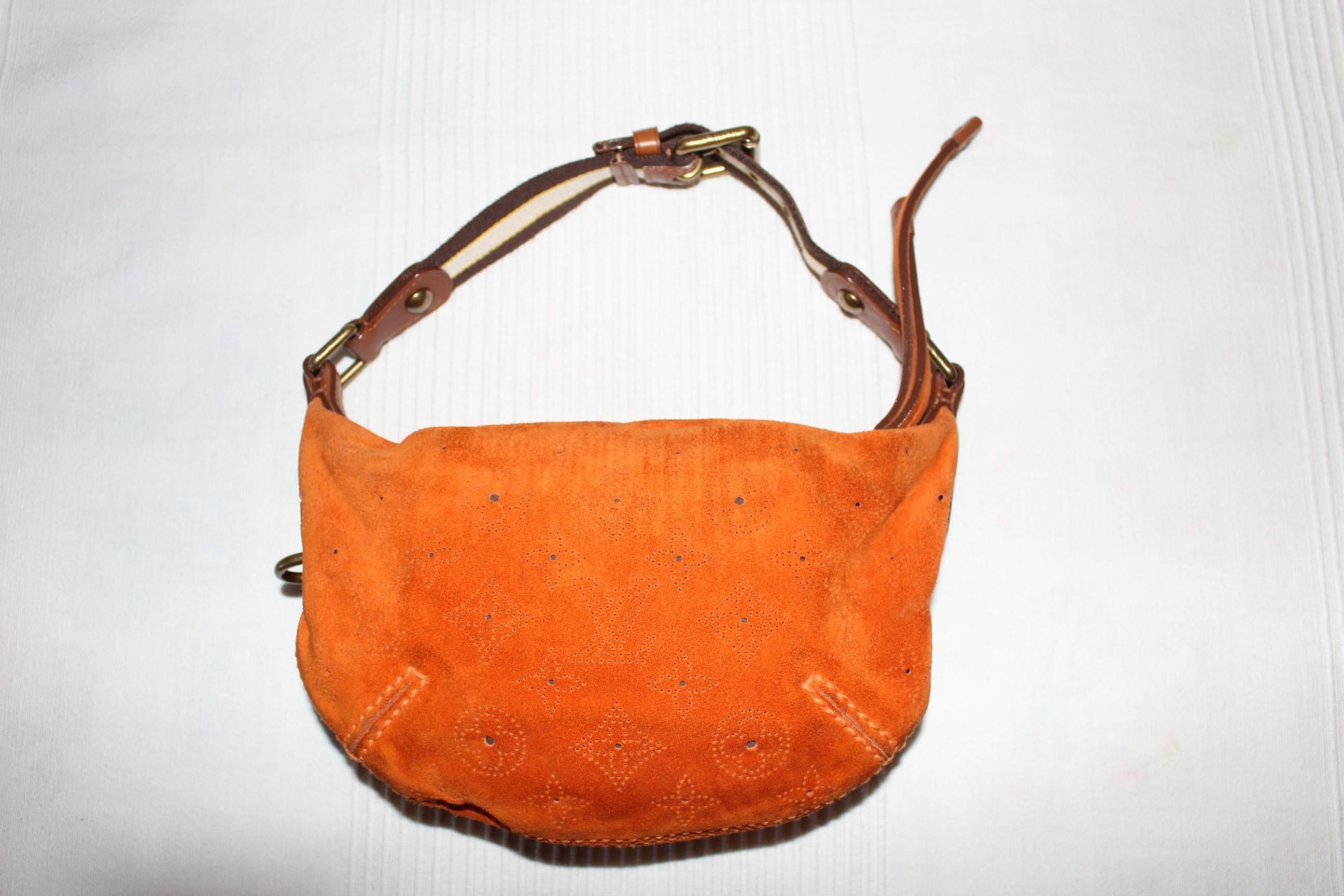 Women's Mini Onatah Louis Vuitton Bag in Orange Suede For Sale