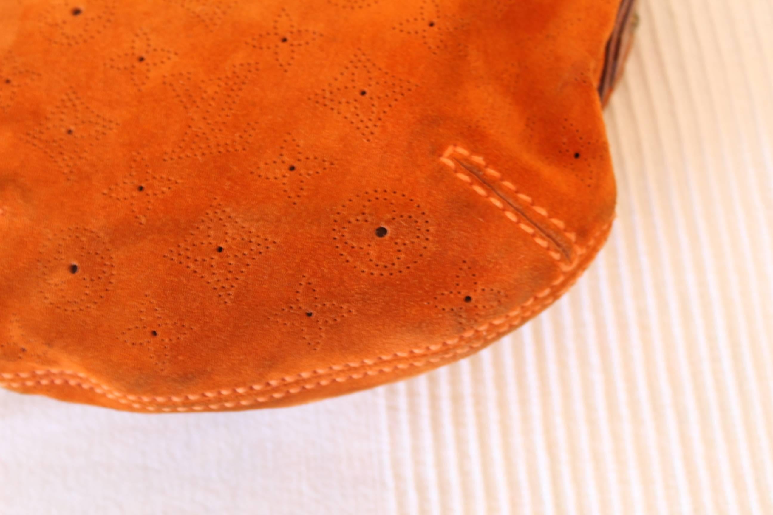 Mini Onatah Louis Vuitton Bag in Orange Suede For Sale 2