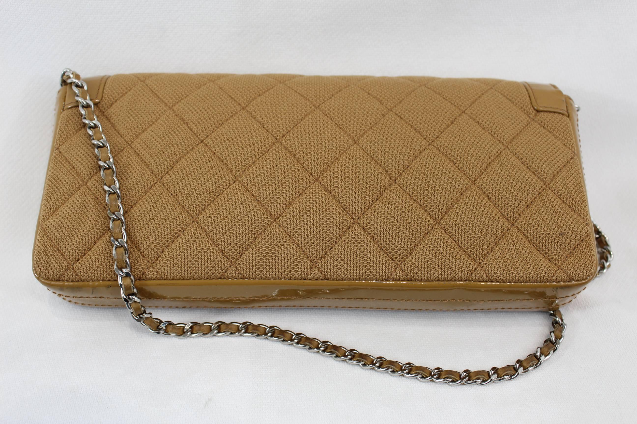 Nice Chanel Canvas and Patented Leather Shoulder Bag 2