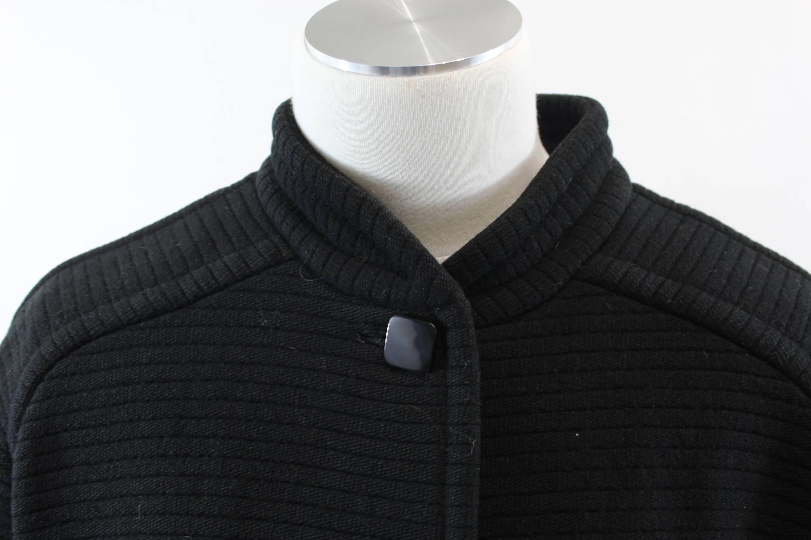 Courreges Vintage Black Wool Coat 3