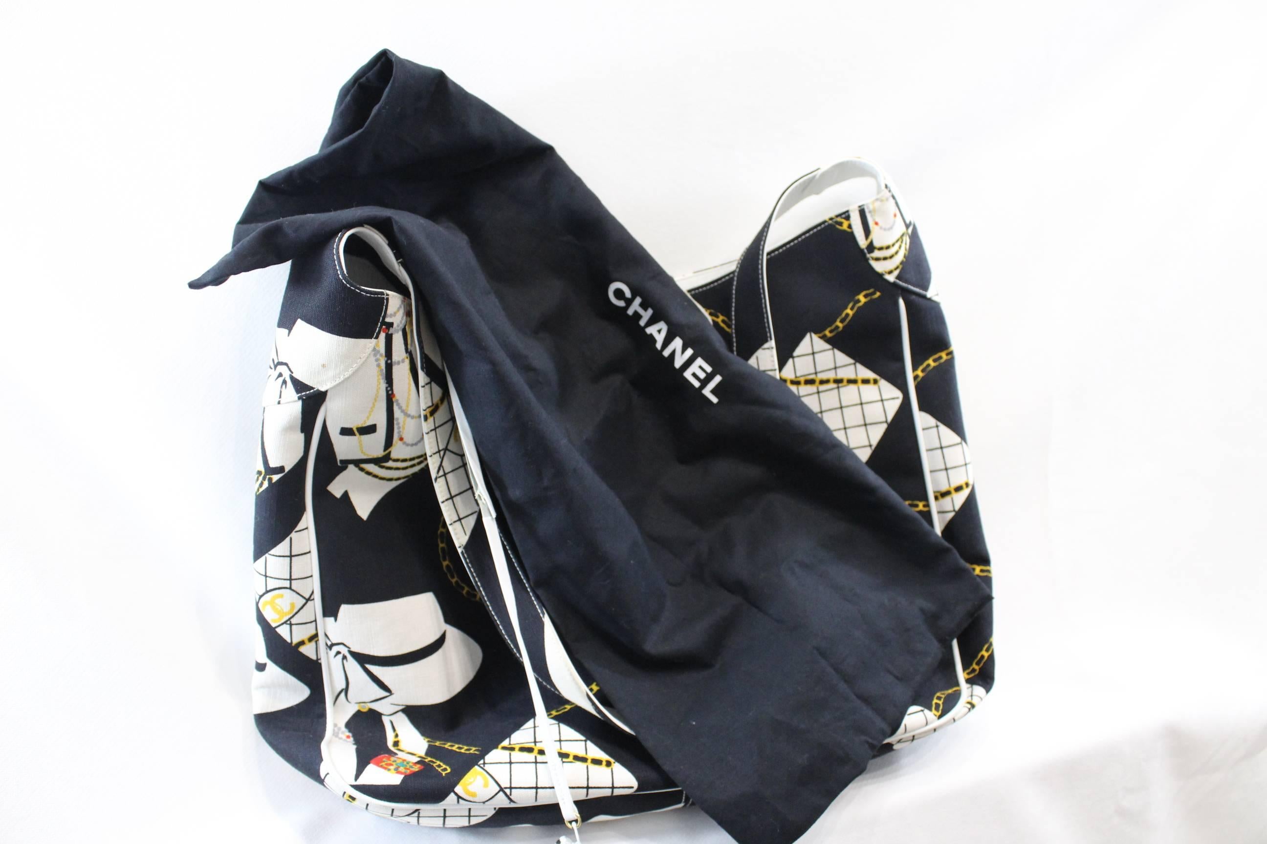 Vintage nearly 1989-90 Chanel Canvas and Leather XL Tote Bag 1
