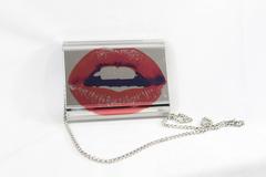 Jimmy Choo  Candy Lip-print mirrored-acrylic clutch