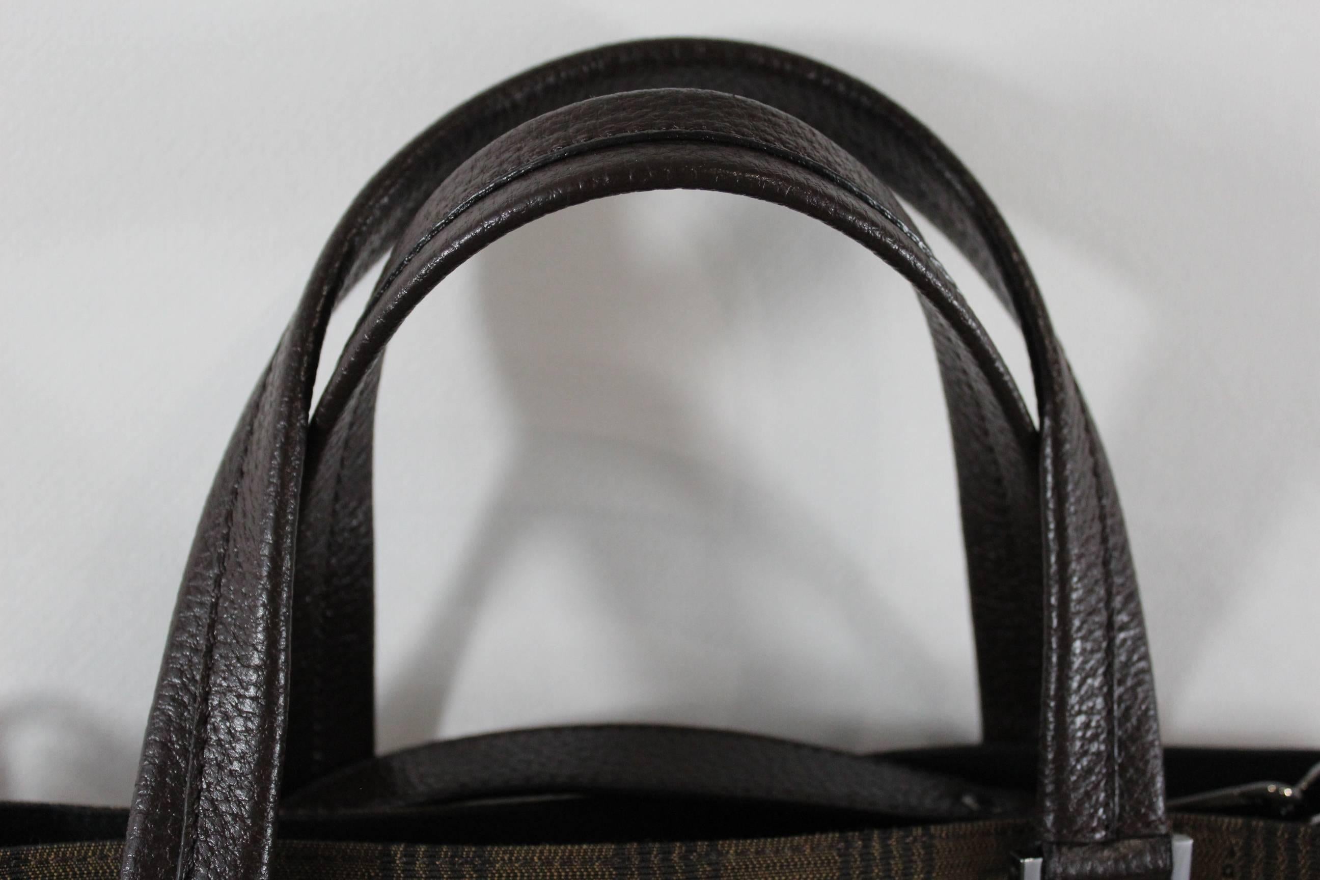 Fendi Tote Canvas and Leather Bag with Shoulder Strap at 1stDibs