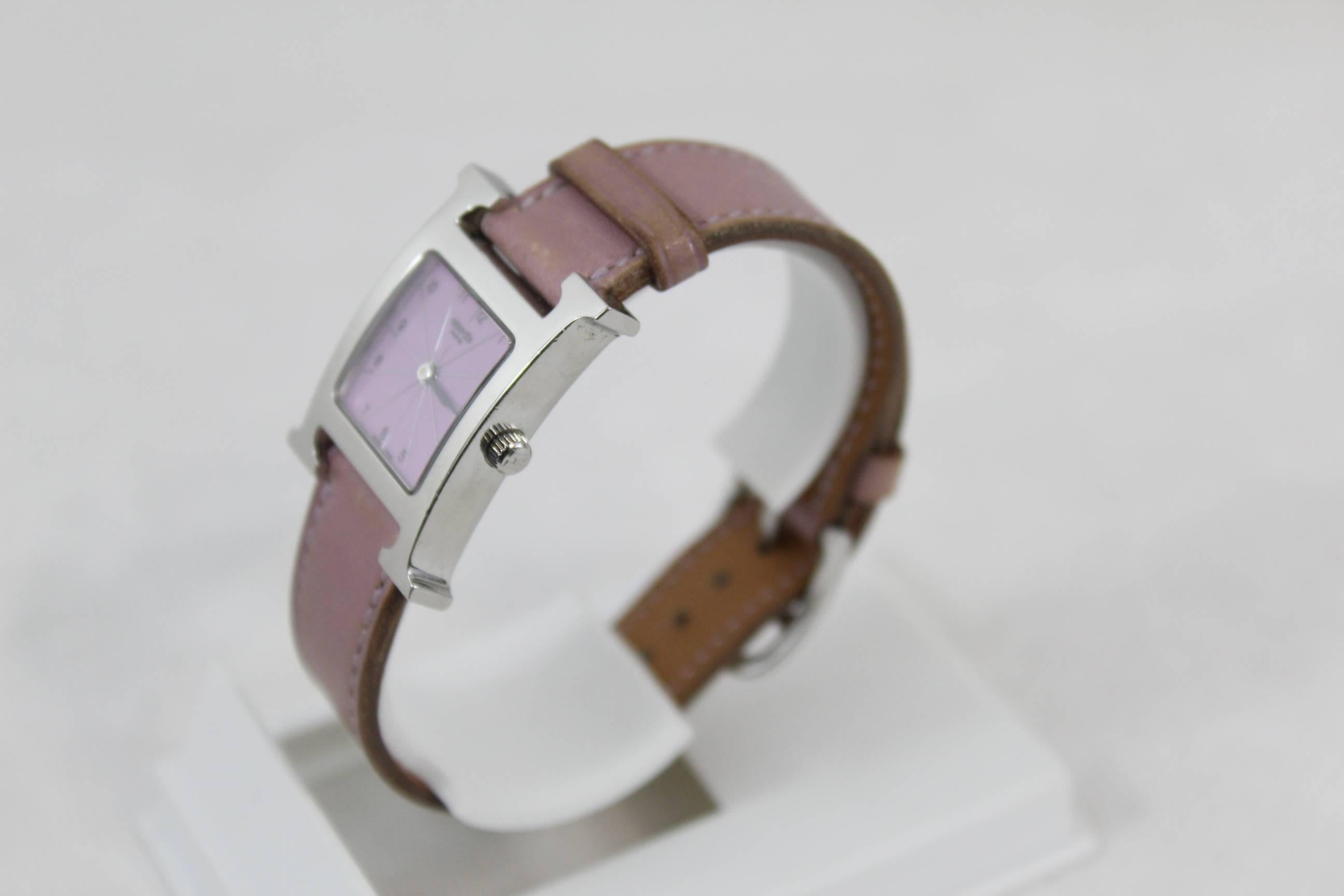 Hermes Limited Edition Pink Heure H Watch In Good Condition In Paris, FR