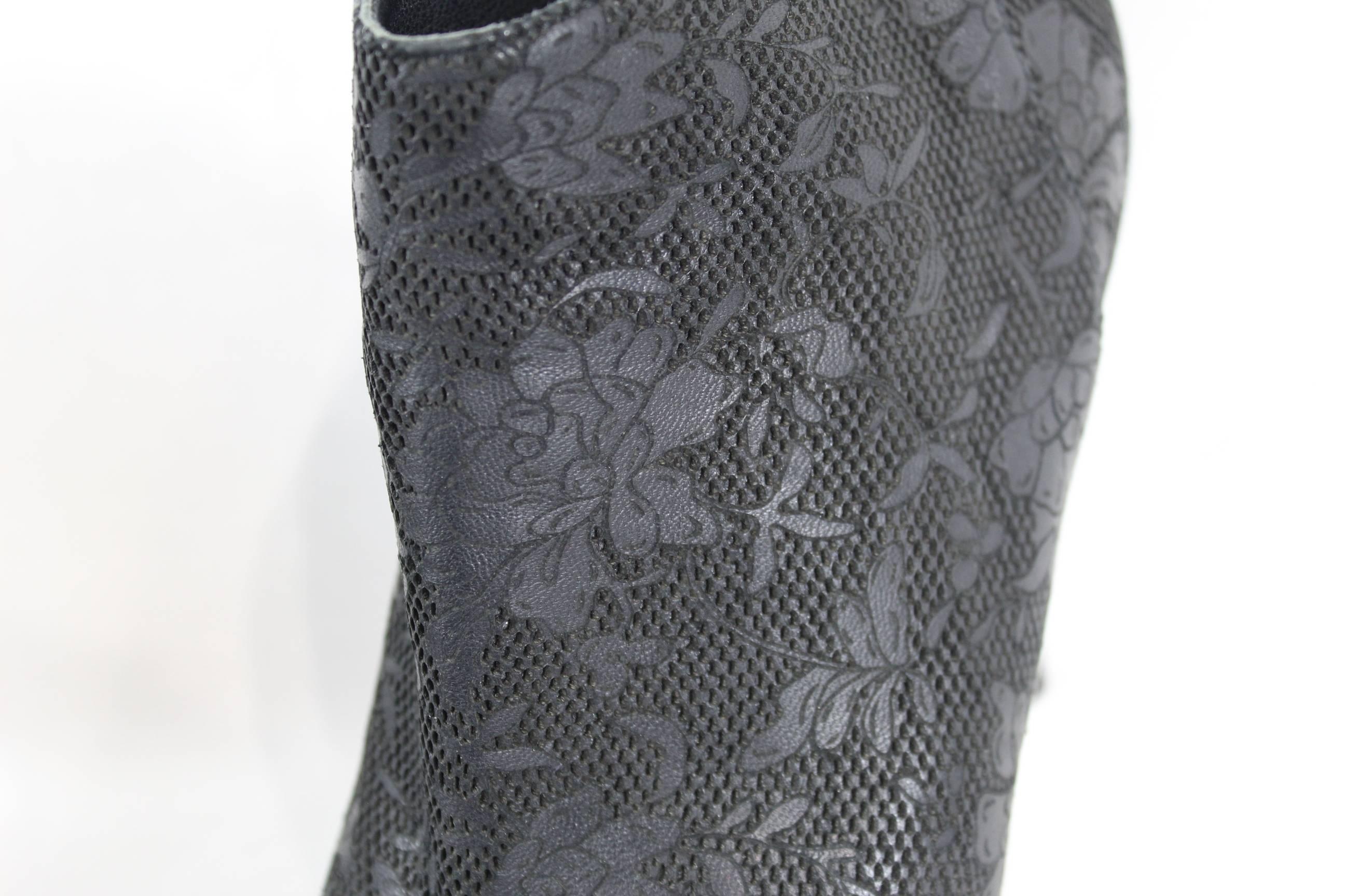 Black Chanel Flower Open Toe Ankle Boots. Size 7, 5