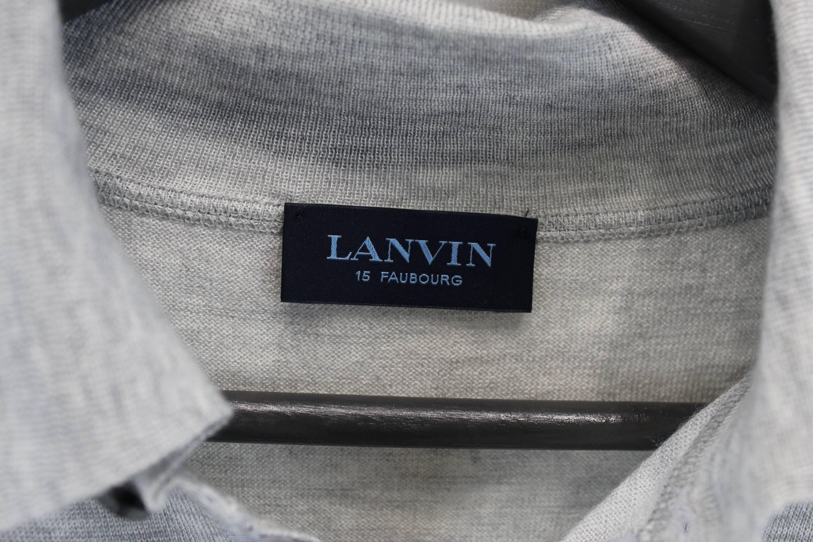 Gray Lanvin Silk and Cashmere extra soft Men's Polo Size S