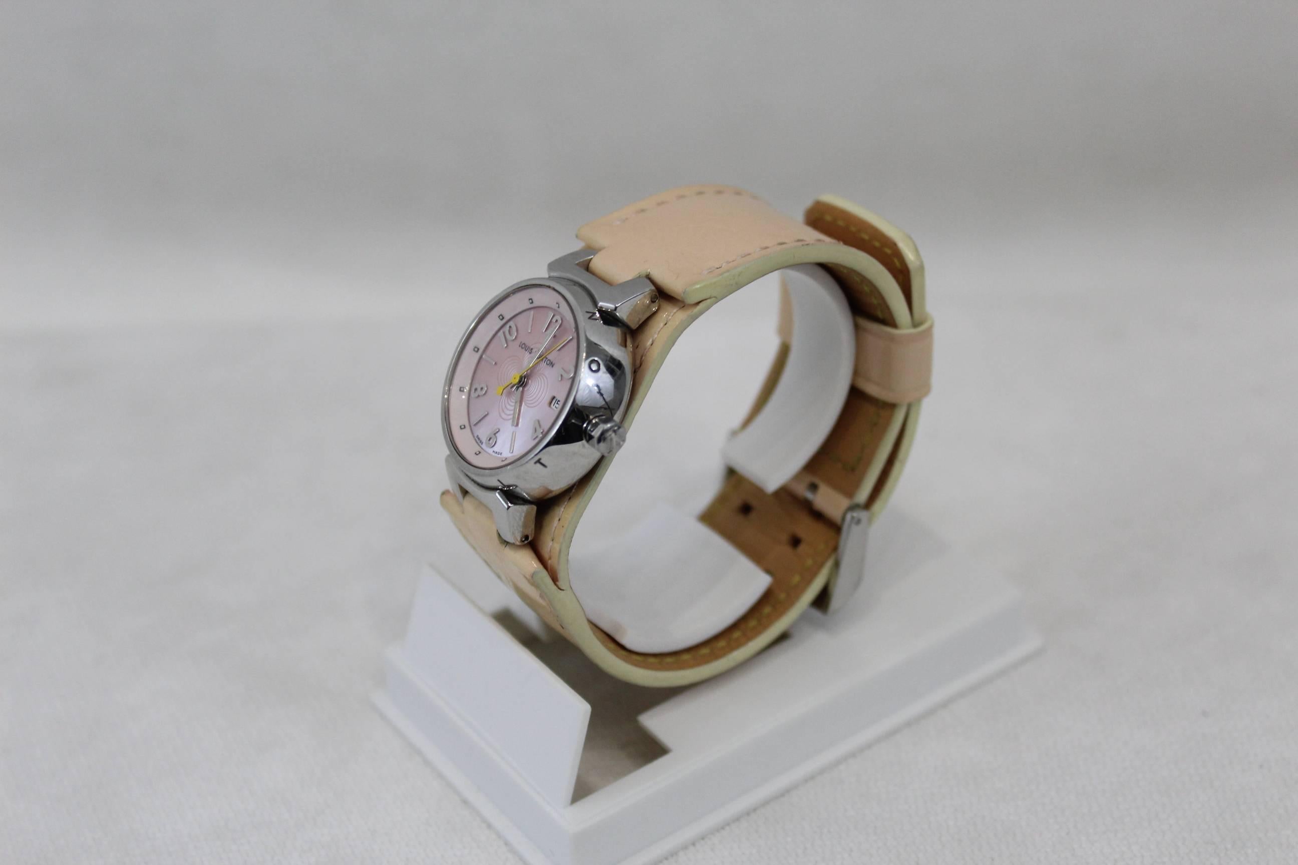 Louis Vuitton Stainless Steel Tambour Watch In Good Condition In Paris, FR