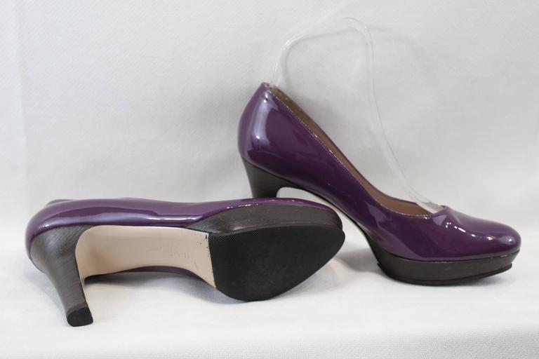 Salvatore Ferragamo High Heel Shoes in Purple Patented Leather. Size 6. ...