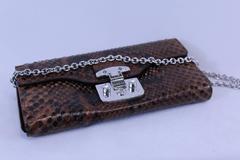 Gucci Python Brown Snake Wallet on a Chain bag with swarovsky clasp