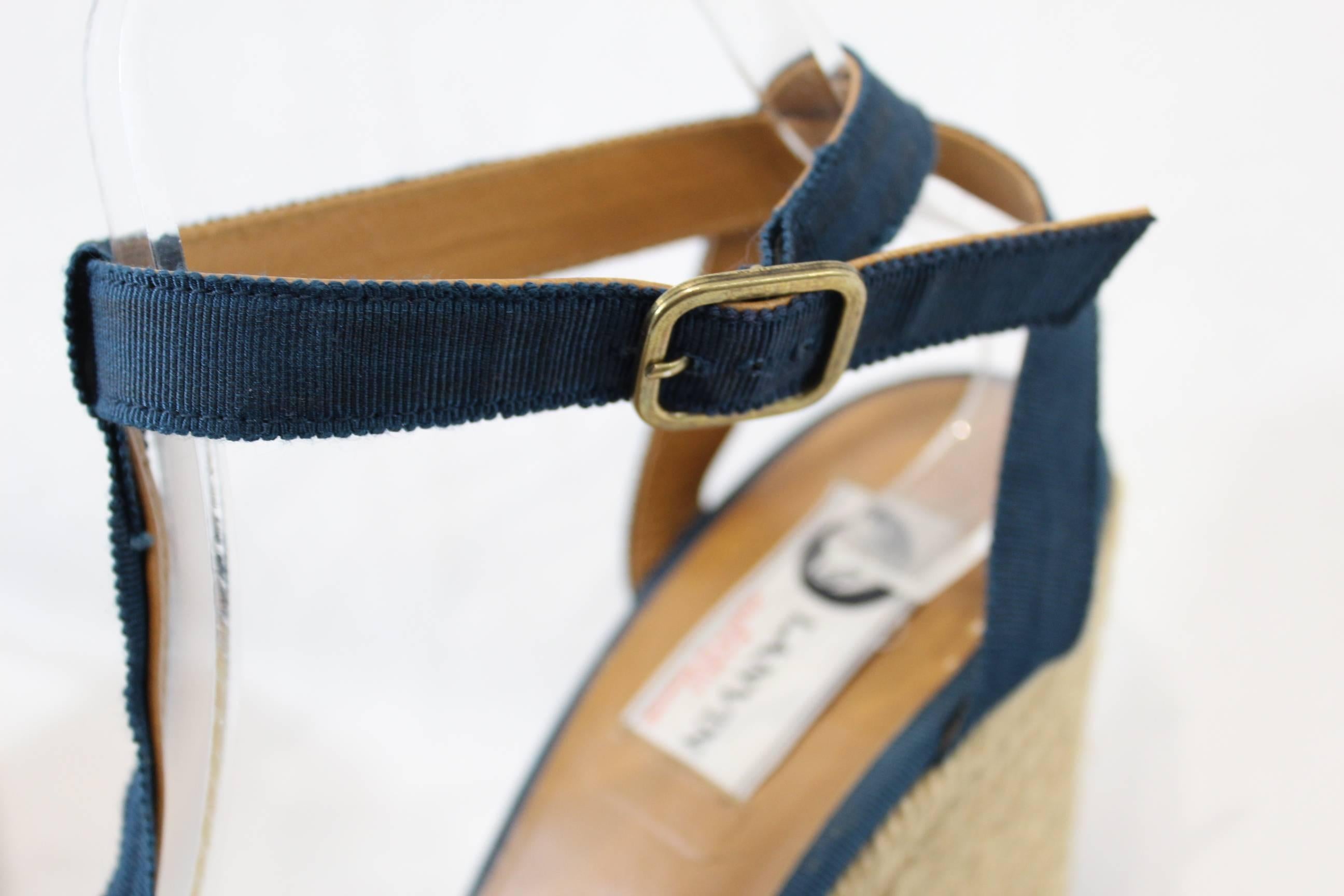 Nice Lanvin Espadrilles in Canvas and Cord. Size US 9 (EU 41) In Good Condition For Sale In Paris, FR