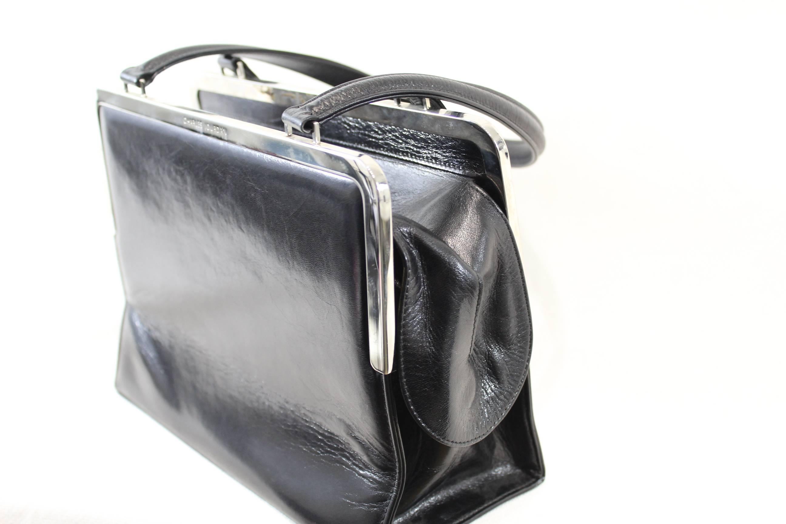 Vintage Black Patented Leather Charles Jourdan Bag In Fair Condition In Paris, FR