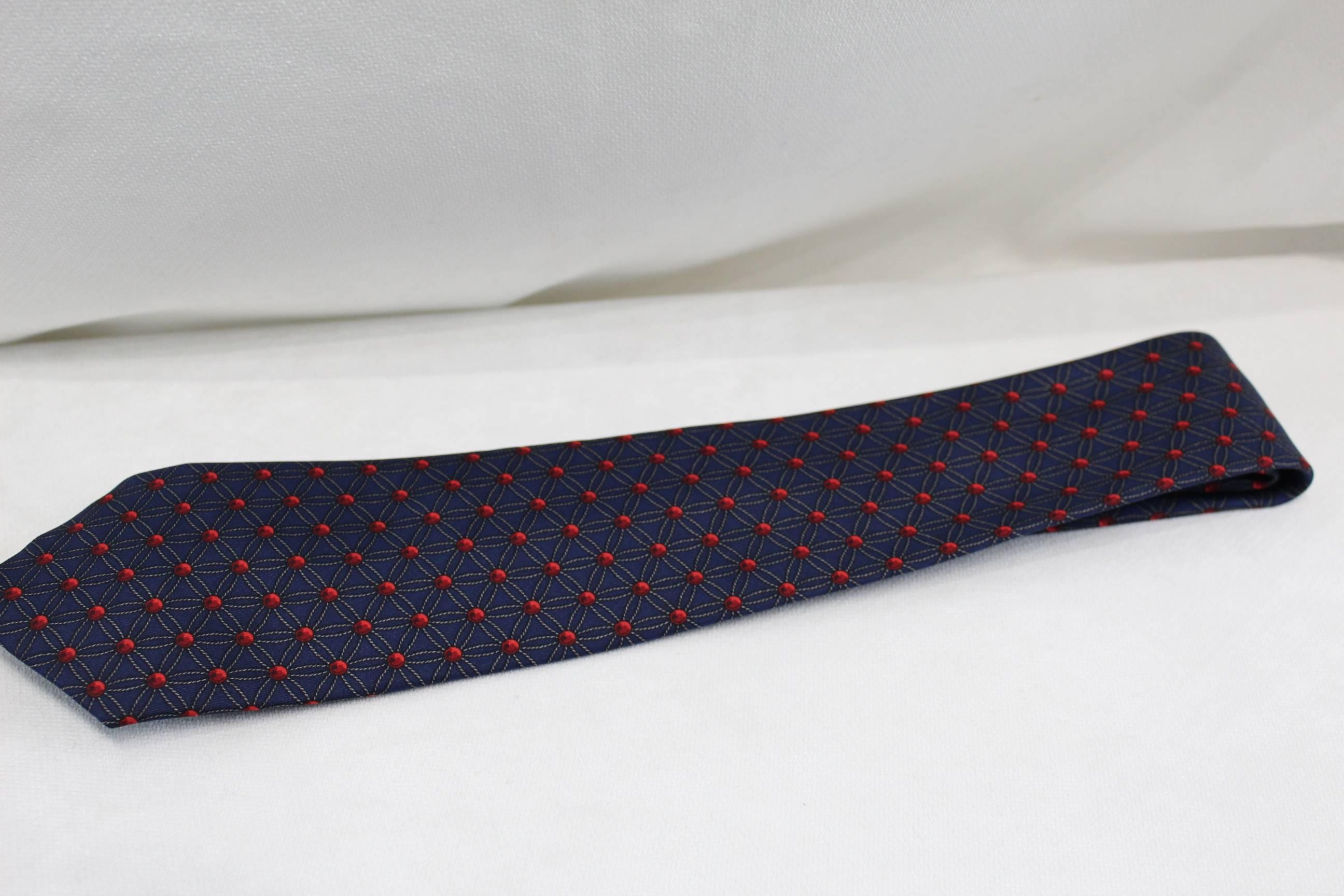 Black Vintage Hermes blue Silk Tie