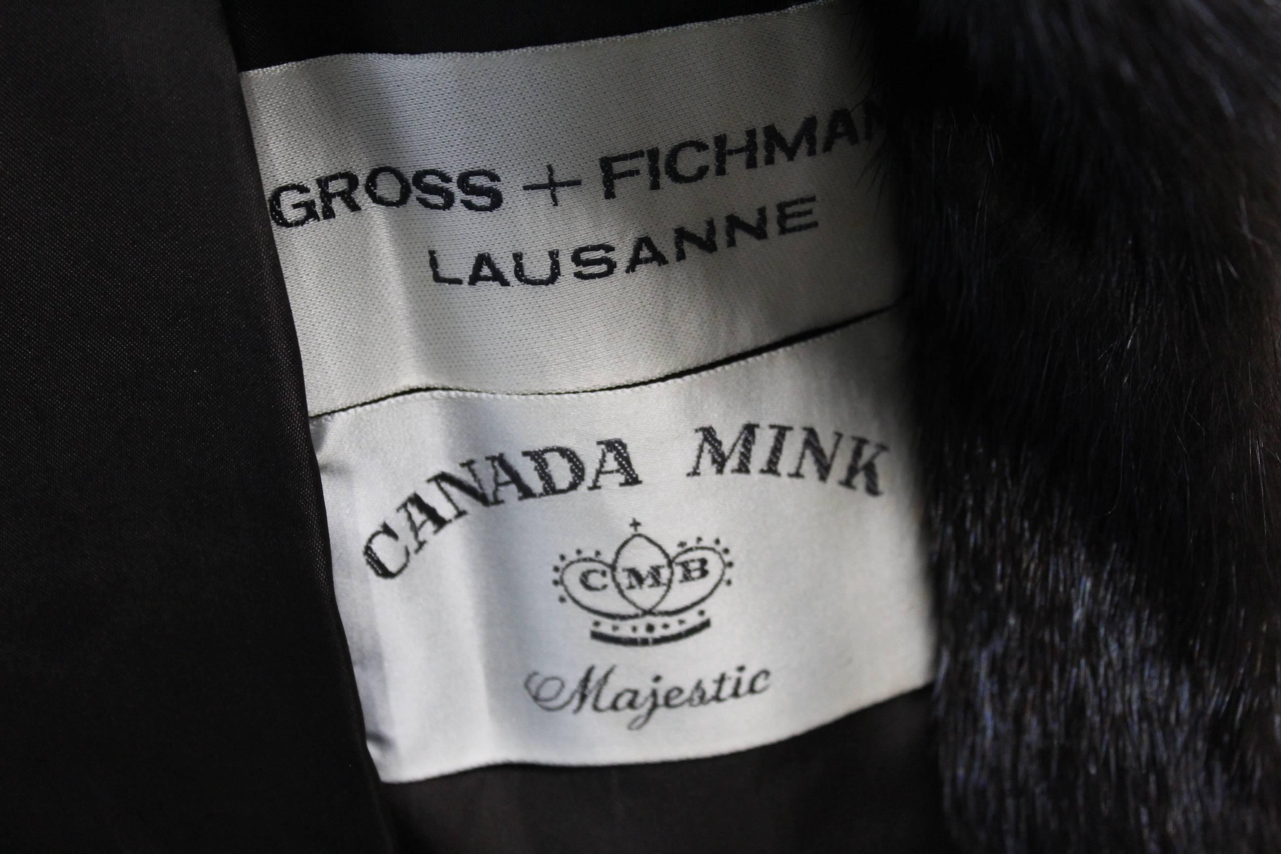 Black Vintage Canda Mink Fur Coat.  For Sale