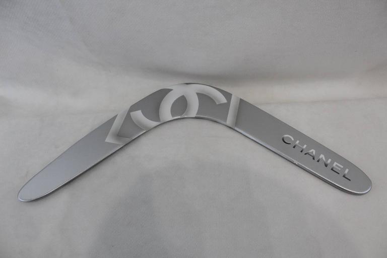 Chanel rare Collectible Silver Wood Boomerang at 1stDibs | silver boomerang