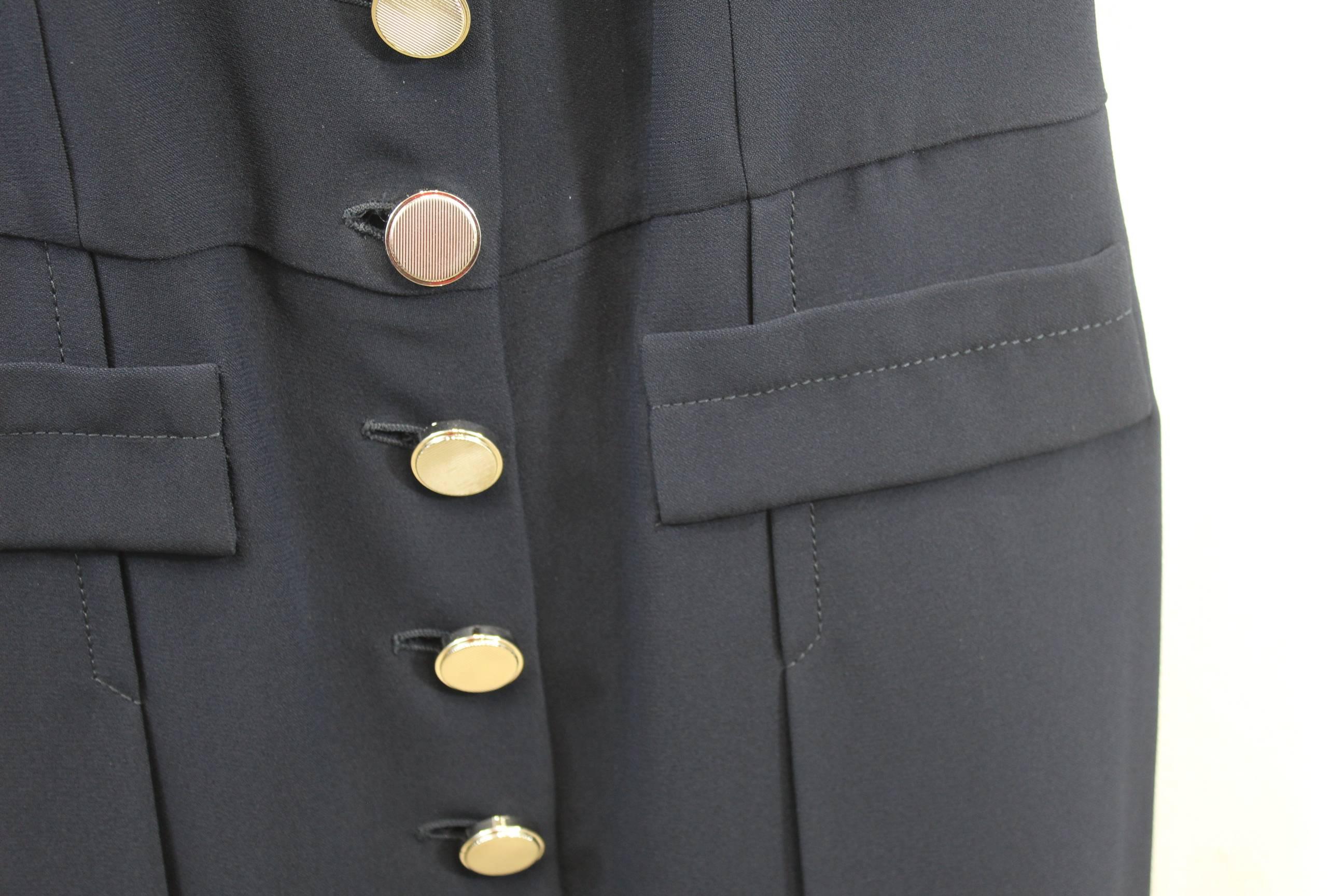 Miu Miu Navy Day Dress in excellent condition. Retail Price 1300$. S 36 In Excellent Condition For Sale In Paris, FR
