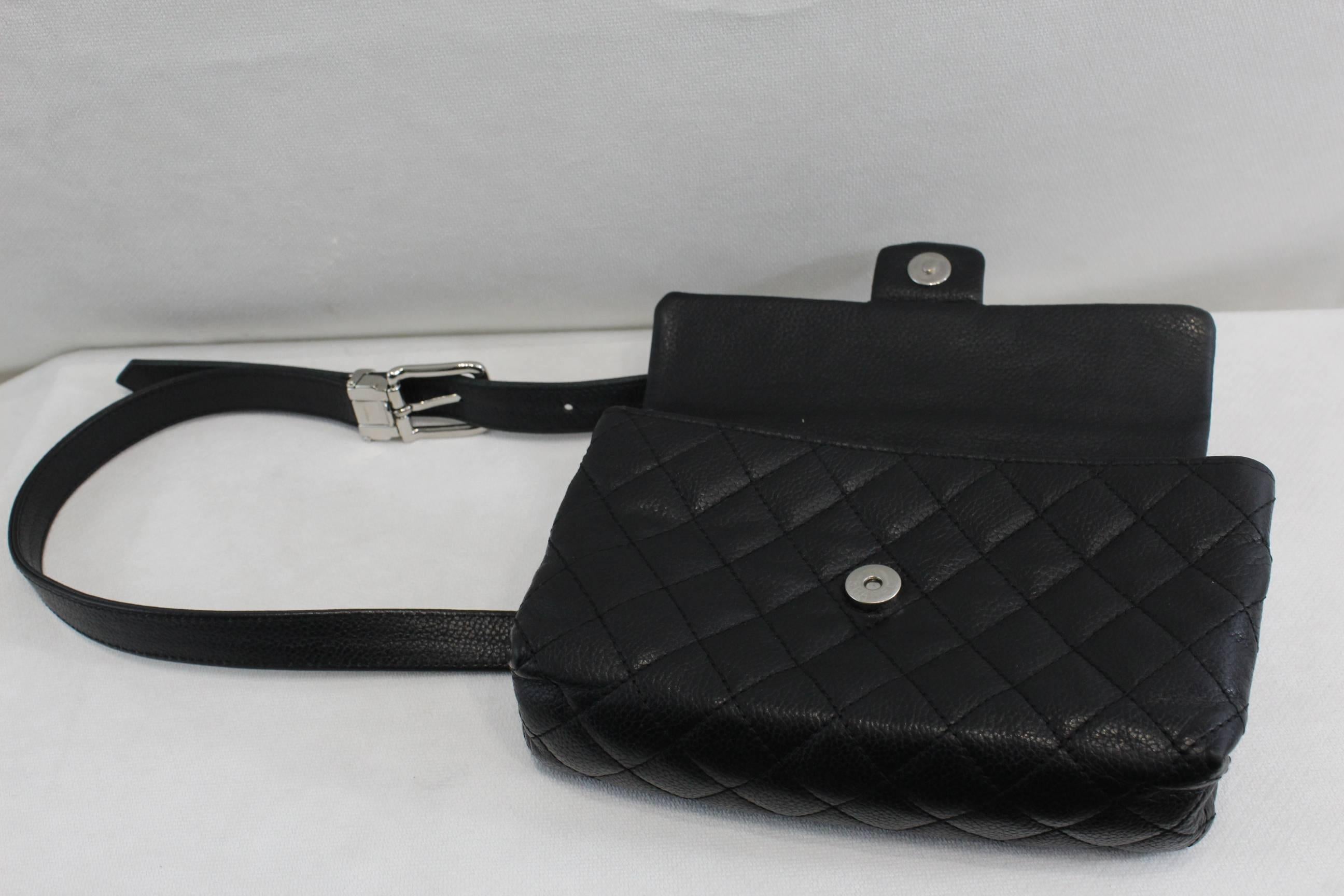 Chanel Uniform Belt Bag in Black Caviar Leather 2