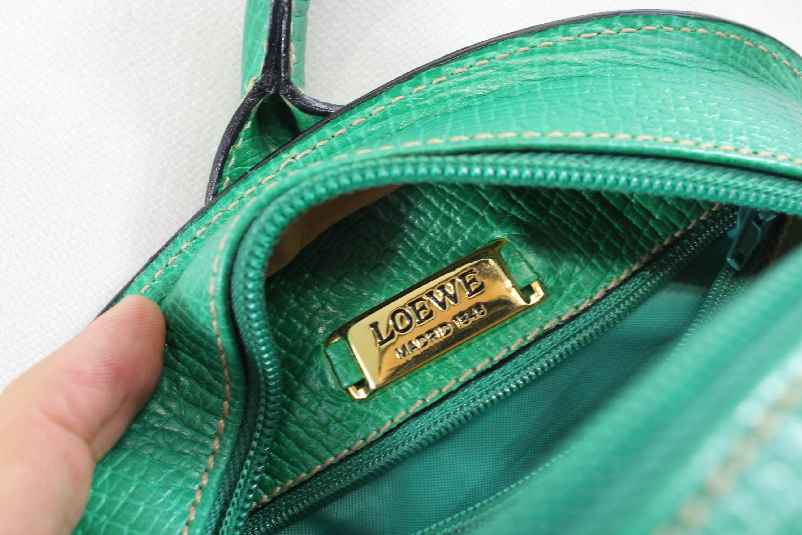 Really Nice Super Original  Loewe Green Leather Bag  1