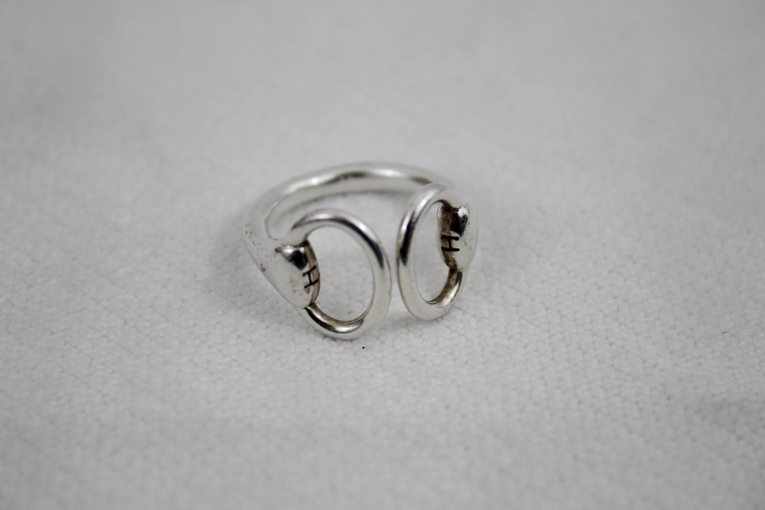 Vintage Silver Hermes Nausicaa Ring. Size 53 In Good Condition In Paris, FR
