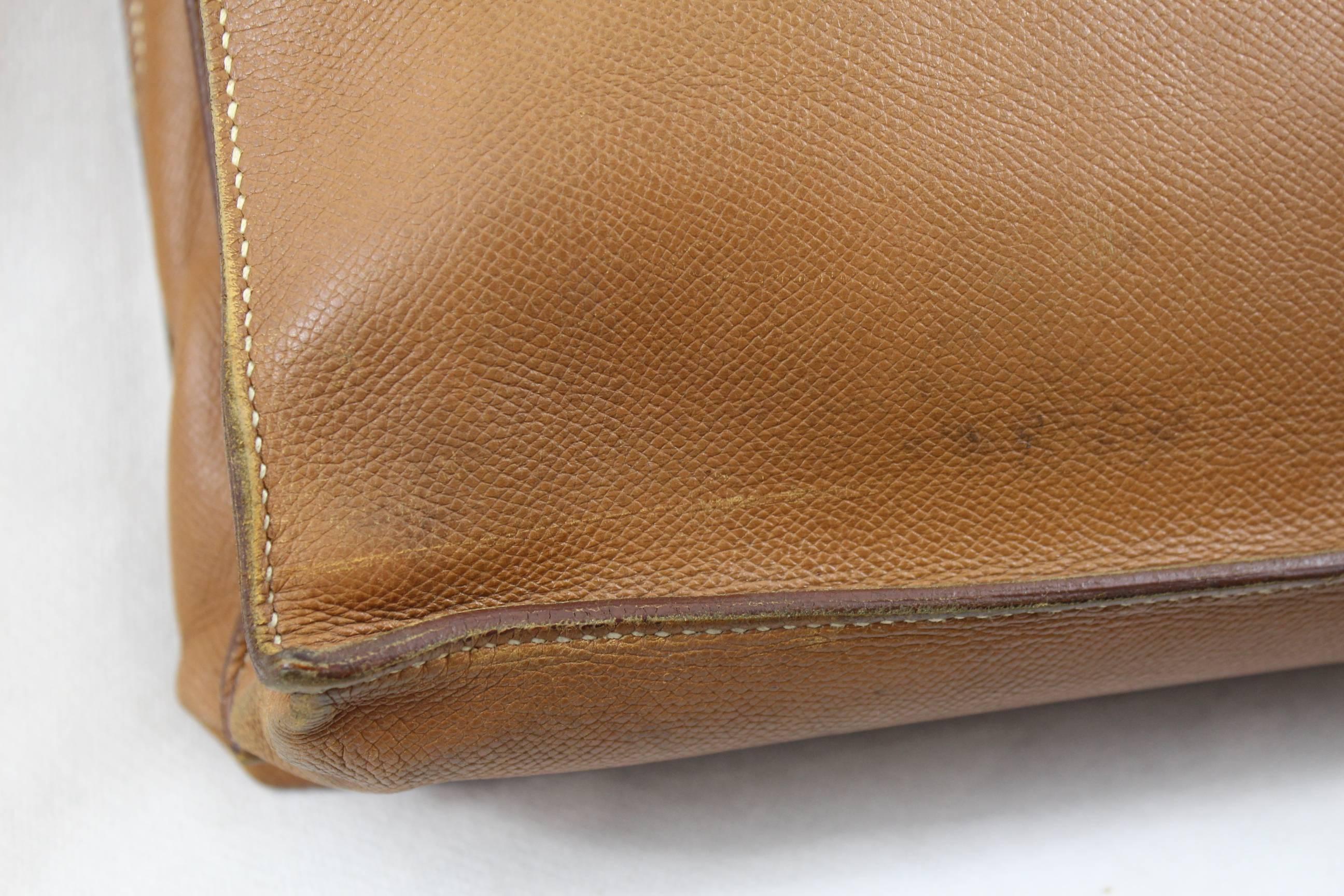 Hermes Vintage Sac a Depeches Briefcase in golden graned leather 2