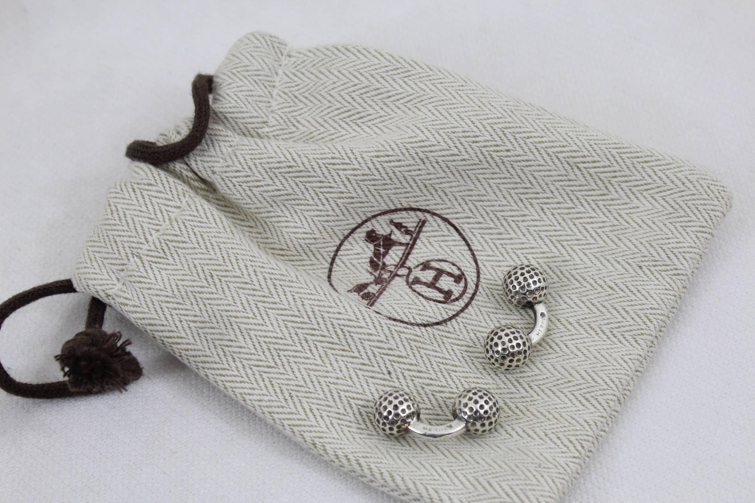 hermes cufflinks silver