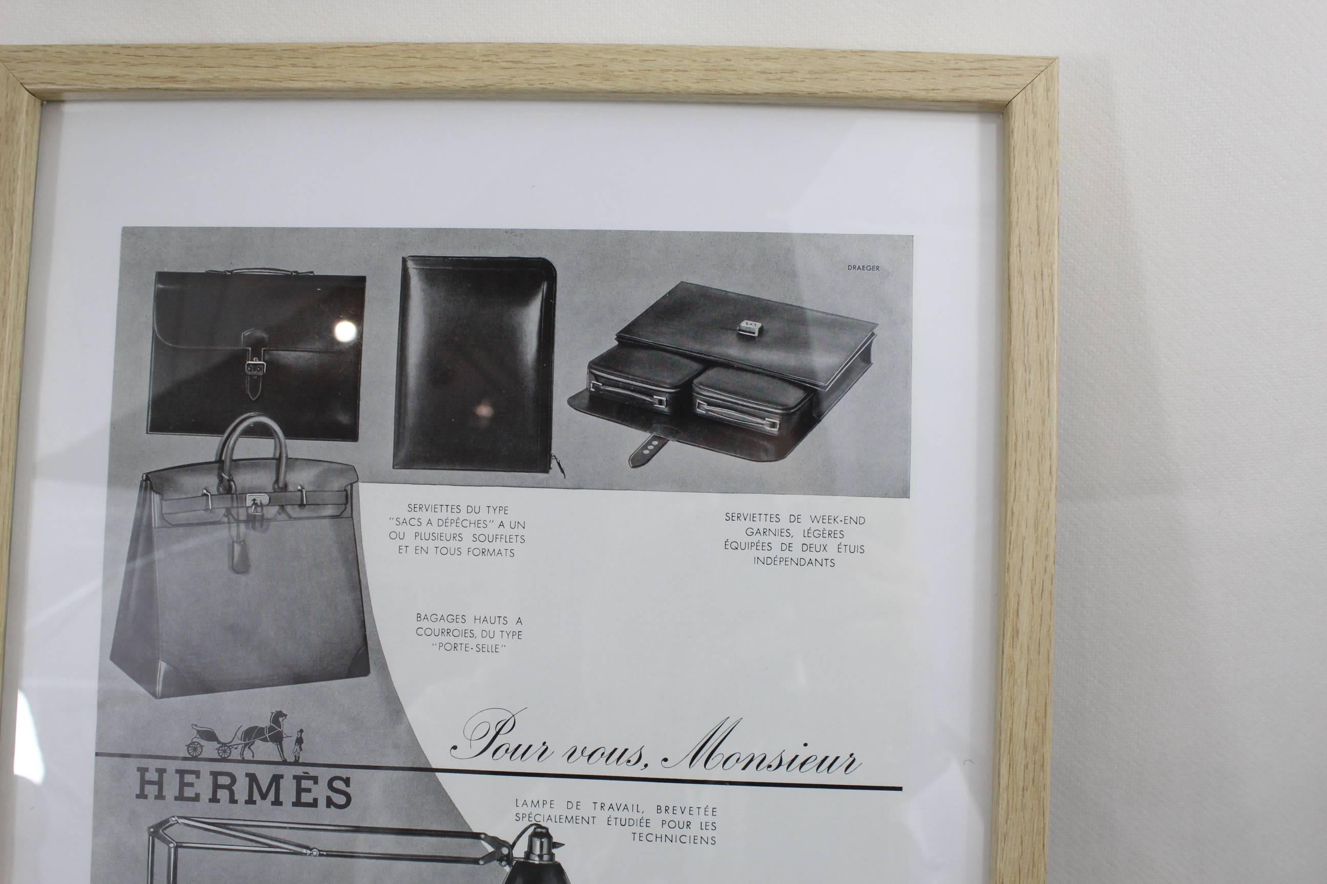 Gray Vintage Rare Hermes Ad Printing 