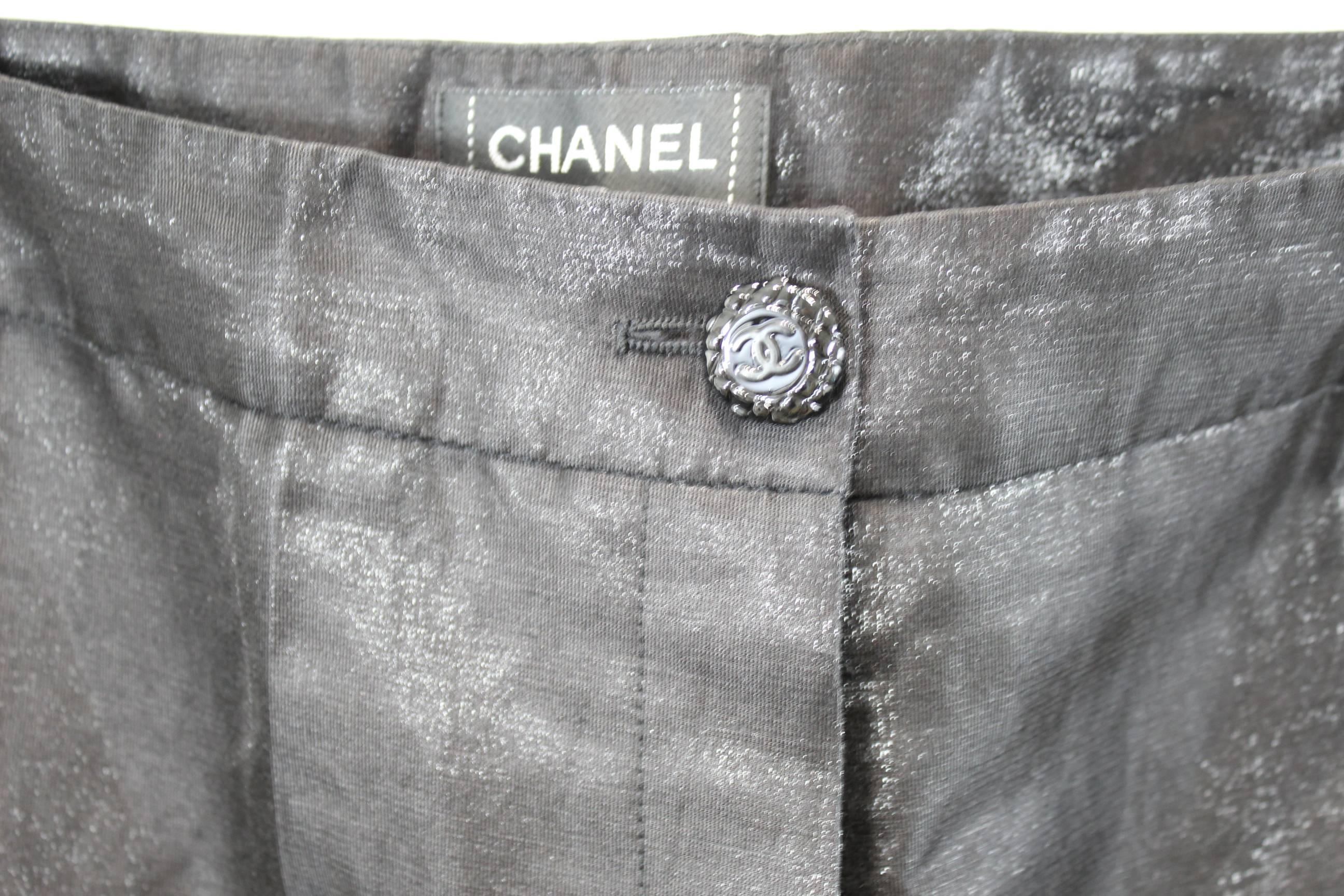 Chanel 2009 Cruise Collection Smokin Style Shiny Trousers In Excellent Condition For Sale In Paris, FR