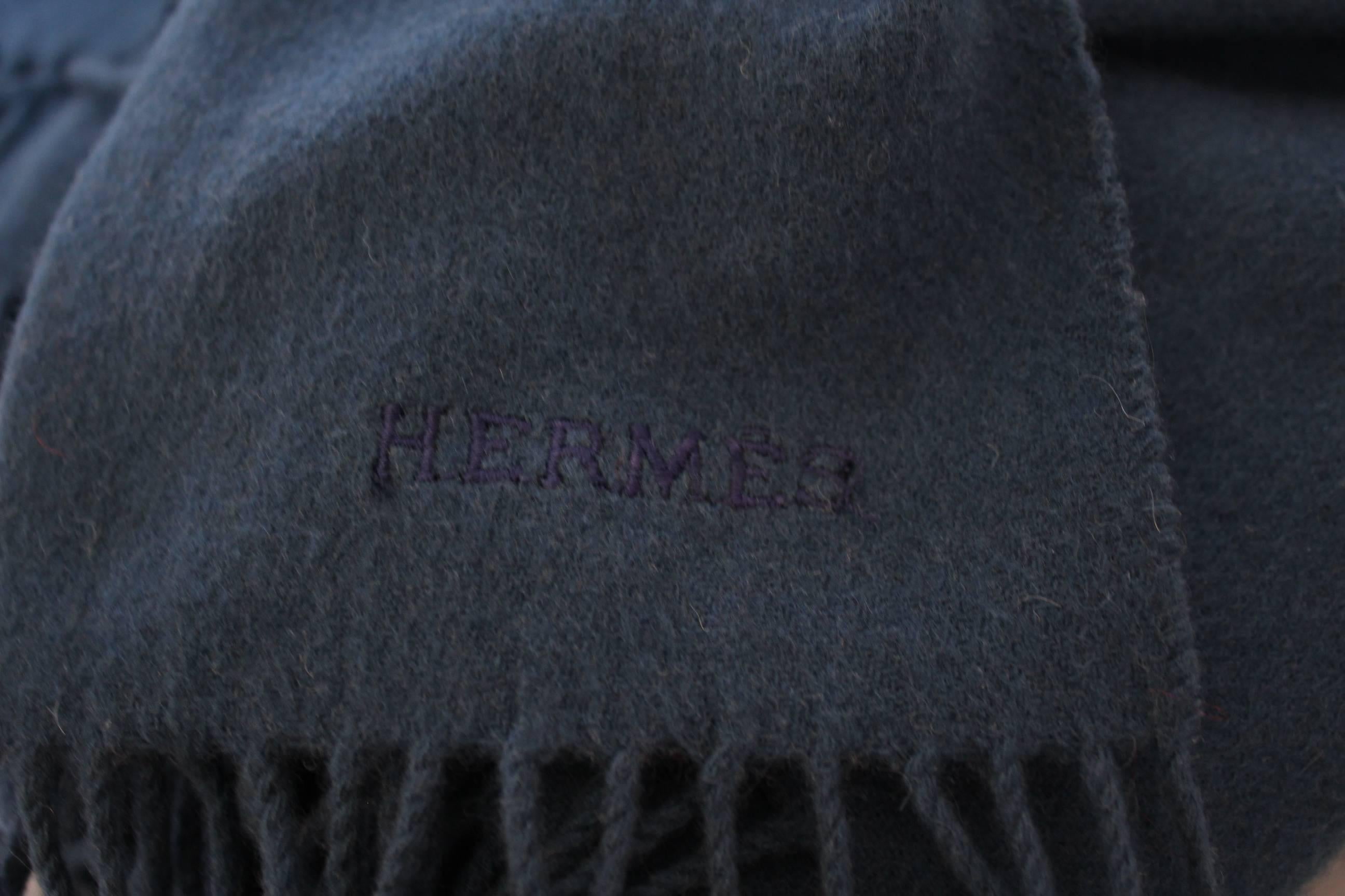 Black Vintage Hermes Cashmere Maxi Scarf (Almost a Small Blanket) For Sale