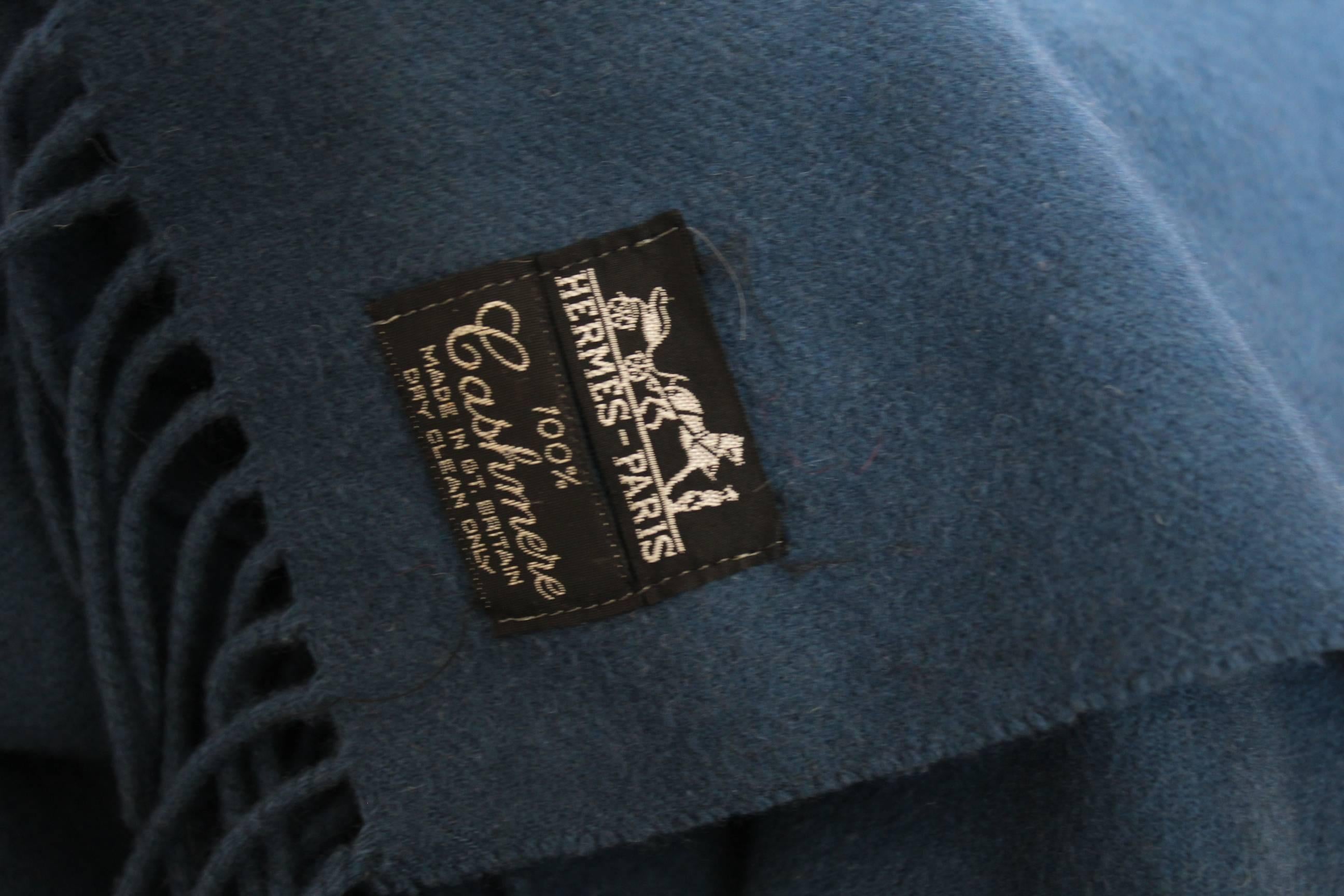 Women's or Men's Vintage Hermes Cashmere Maxi Scarf (Almost a Small Blanket) For Sale