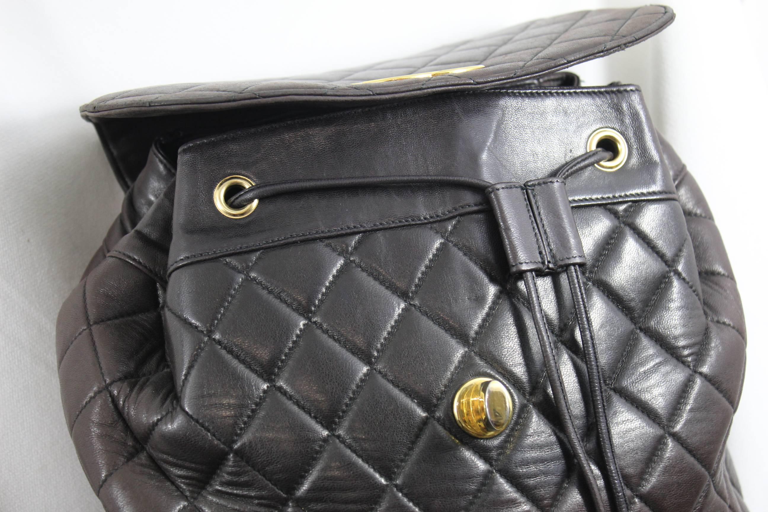 Chanel Vintage Brown leather Backpack 3