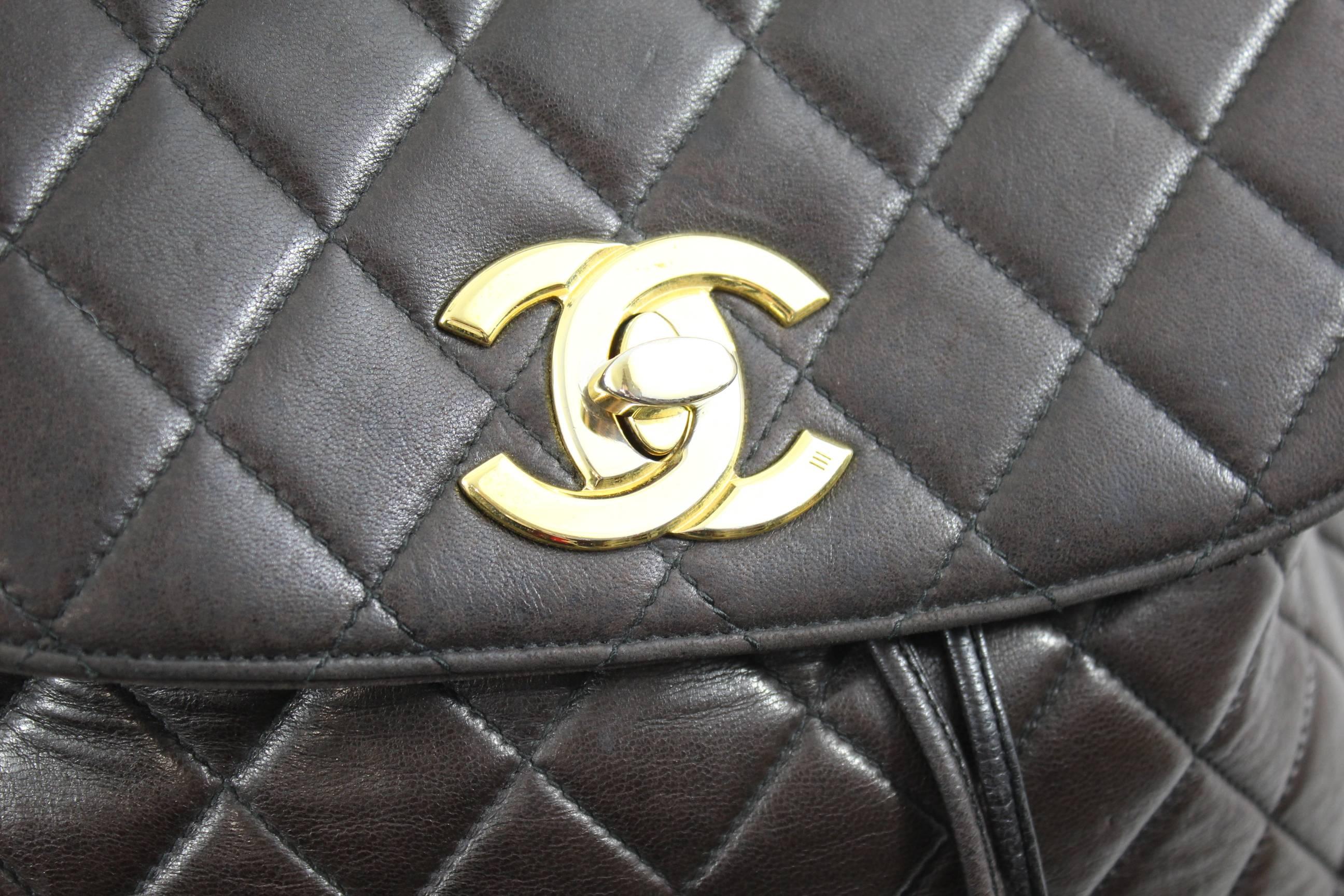 Chanel Vintage Brown leather Backpack 4