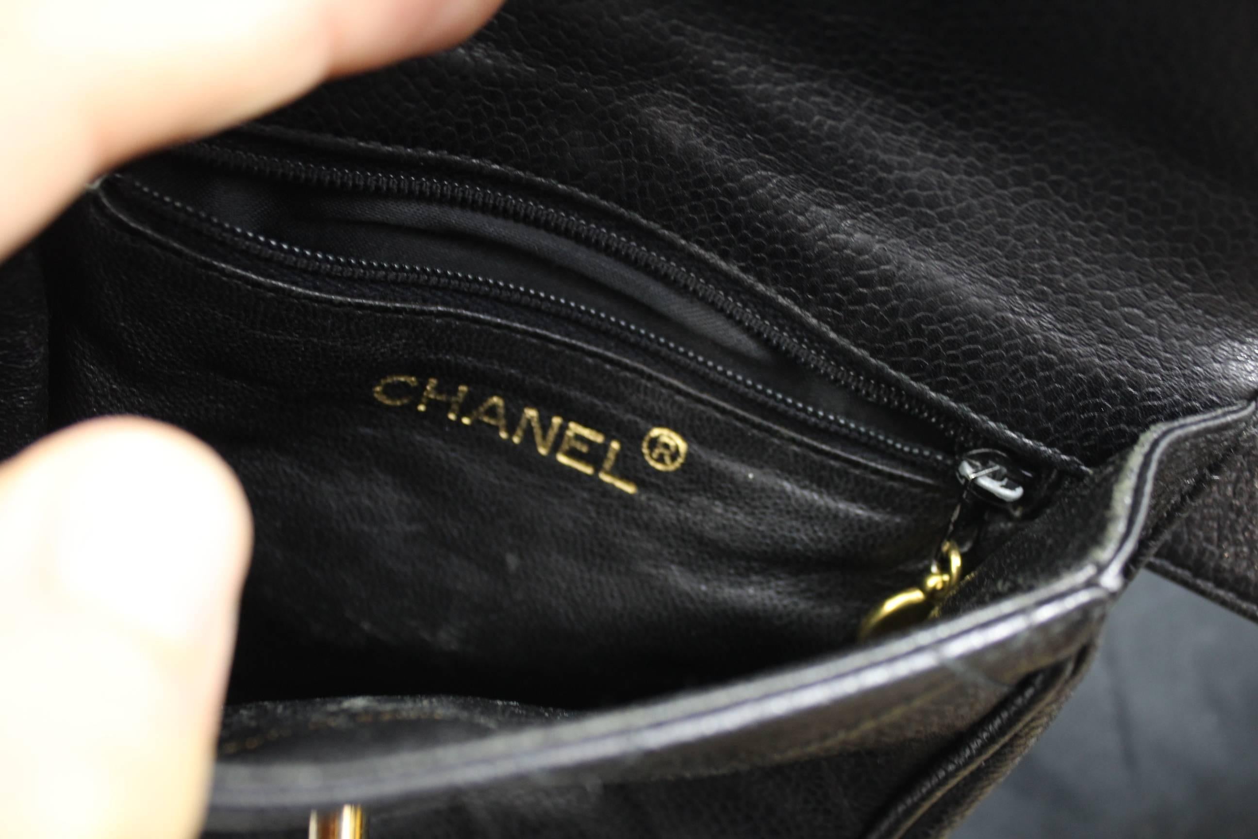Black Awesome Vintage Chanel Grained Leather Belt Bag