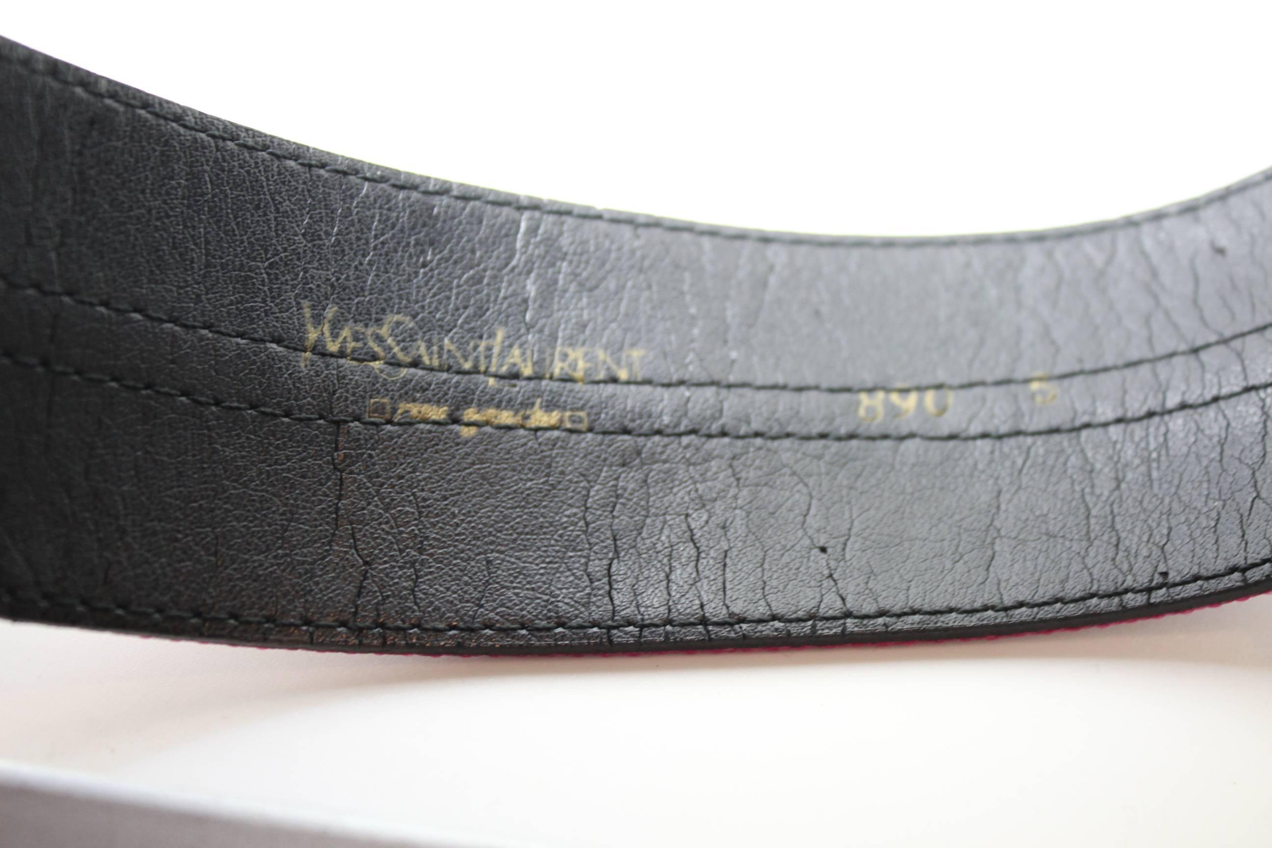 Black Vintage Velvet and Leather Belt from Yves saint Laurent. For Sale