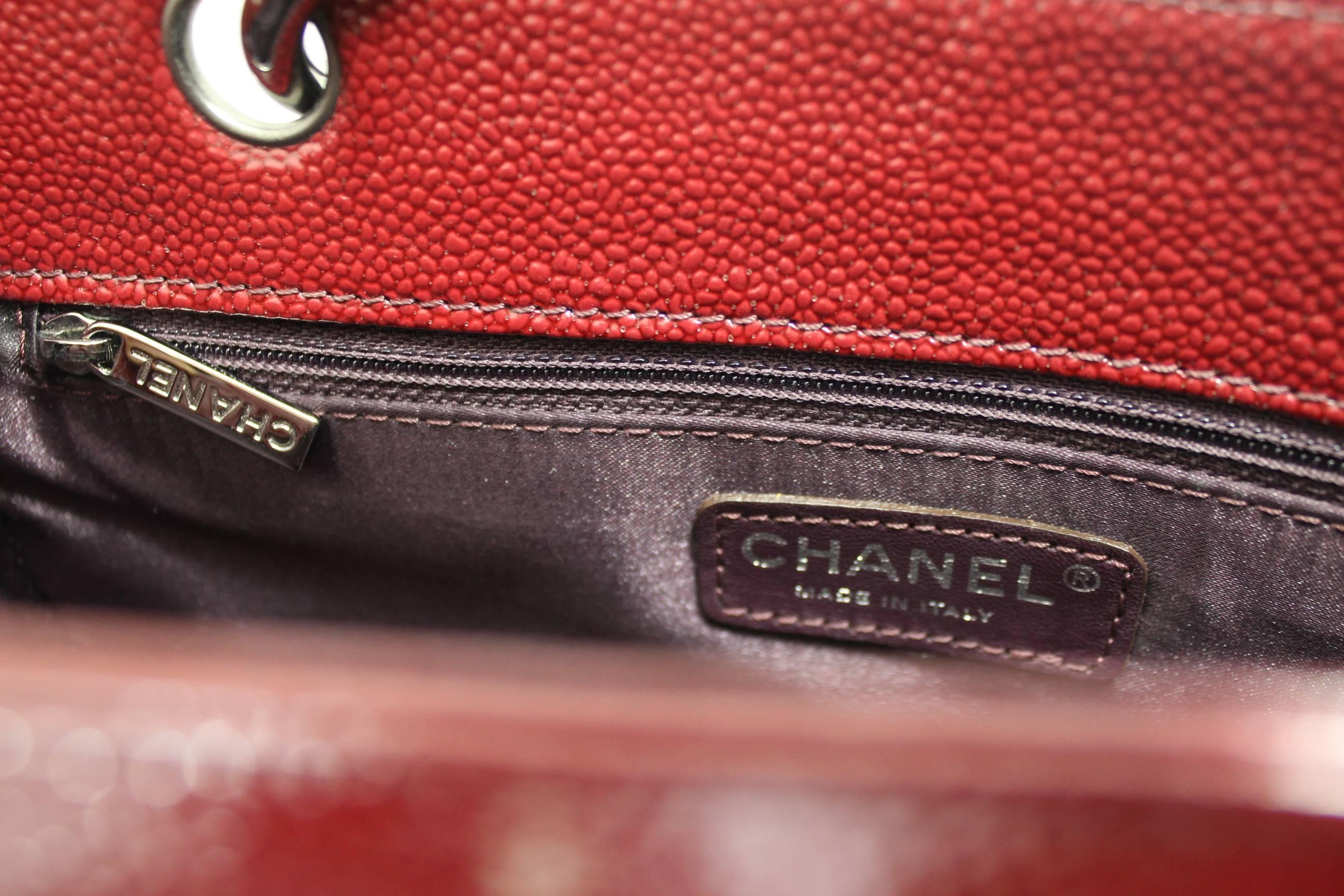 Brown Chanel 2.55 patented Leather Burgundy-Red Shopper Bag For Sale