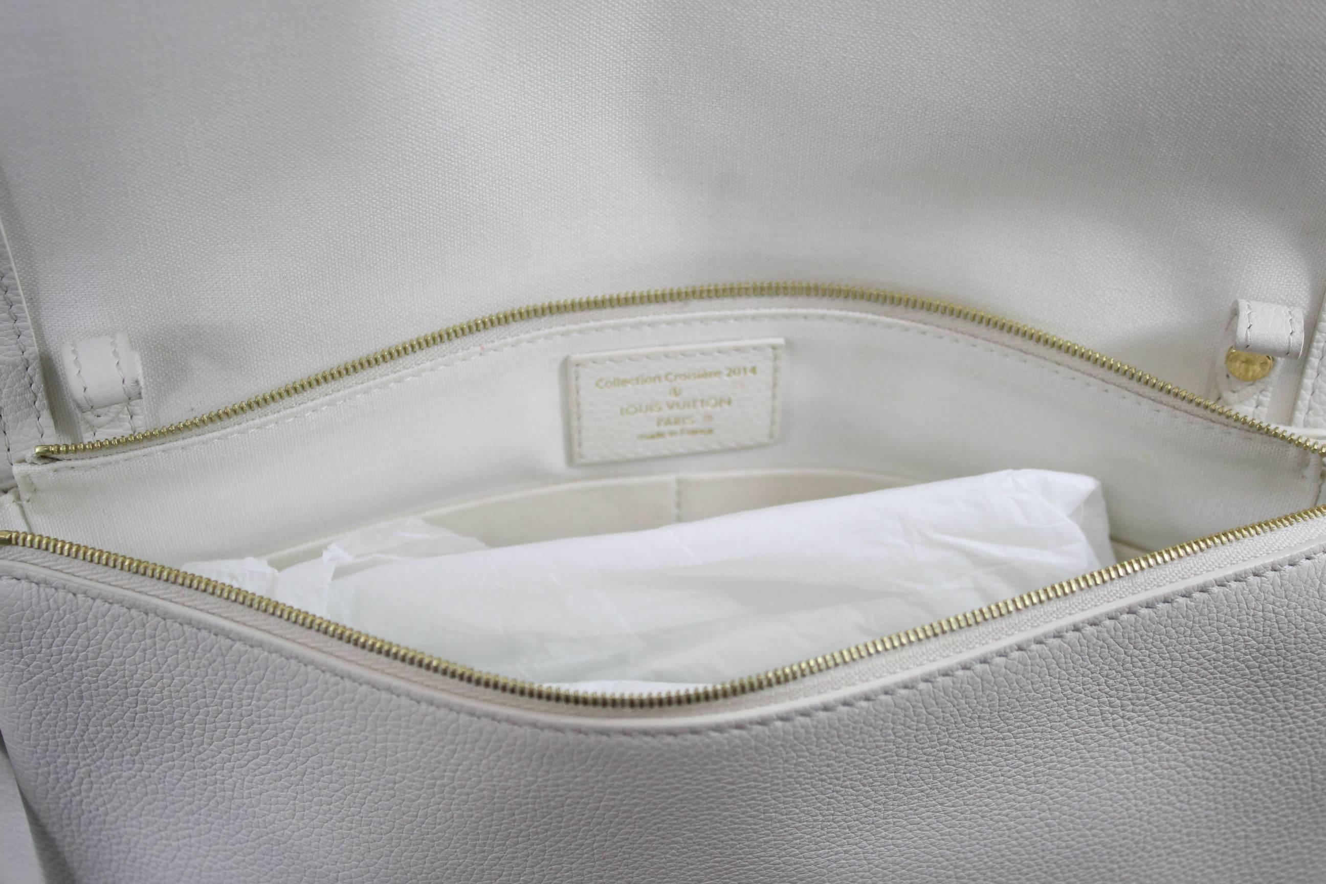 Louis Vuitton 2014 Monaco Cruise Collection White Grained Leather Bag For Sale 3