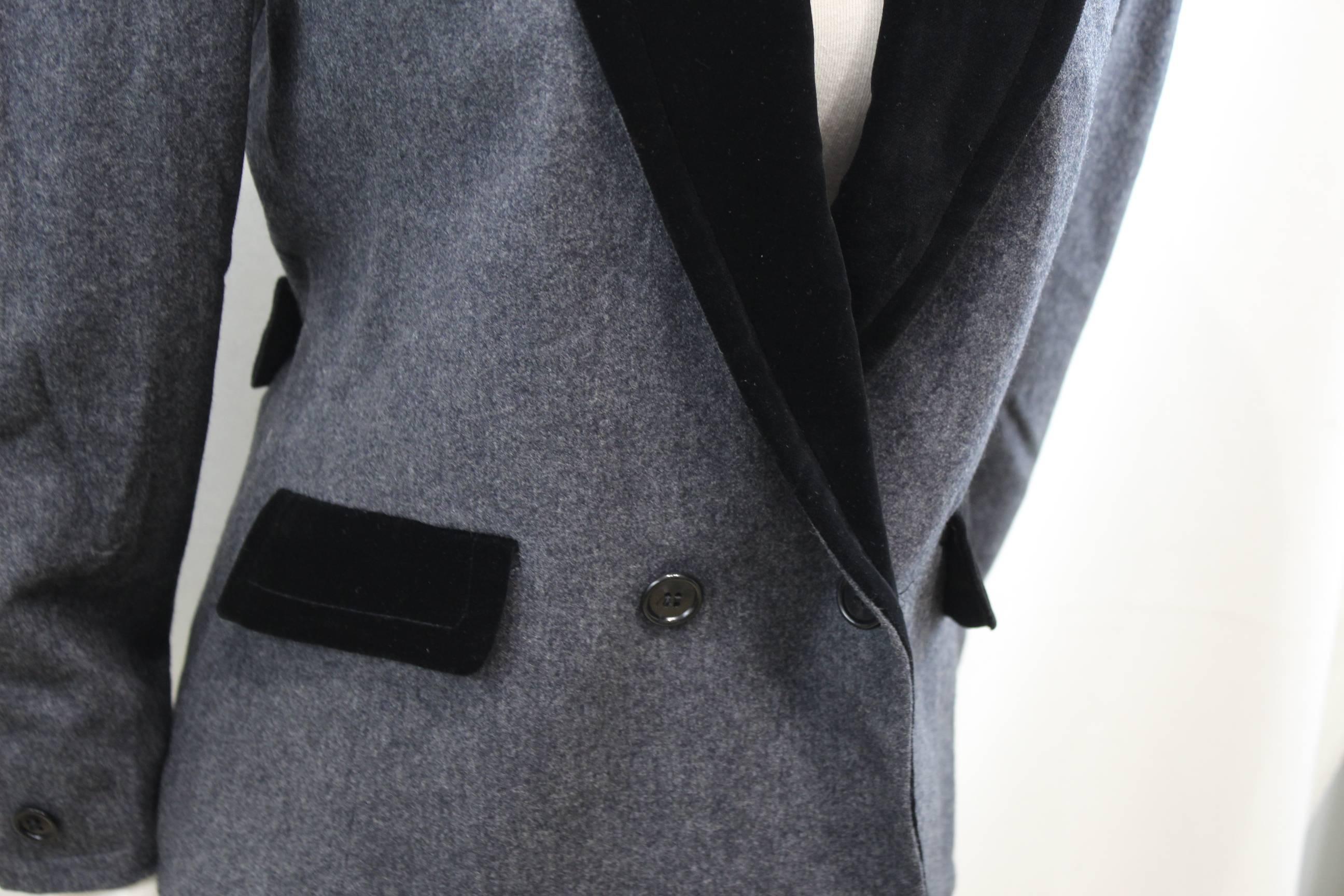 Black Guy Laroche Vintage Woool and Velvet jacket For Sale