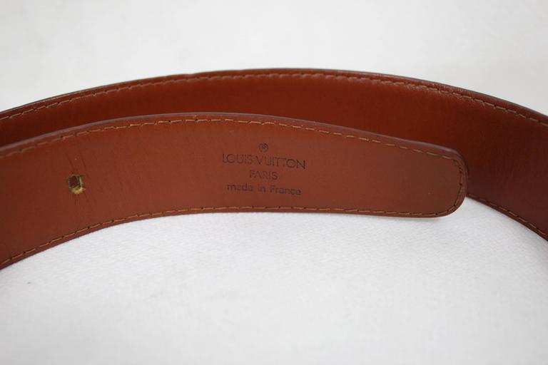 Louis Vuitton LV Chrome Logo and Epi Leather Belt at 1stDibs