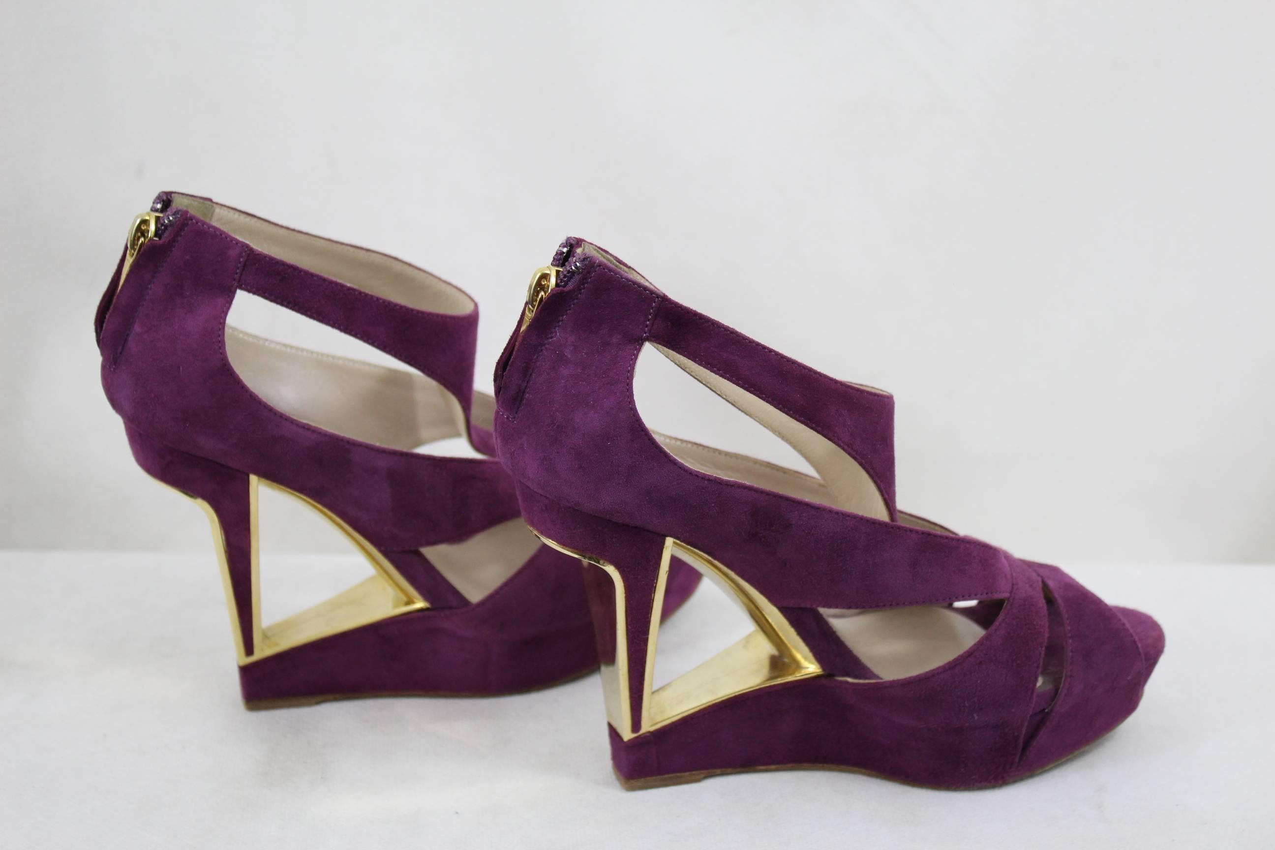 Black Christian DiorGolden and Purple Architectural Sandals. Size 4 (35 FR) For Sale