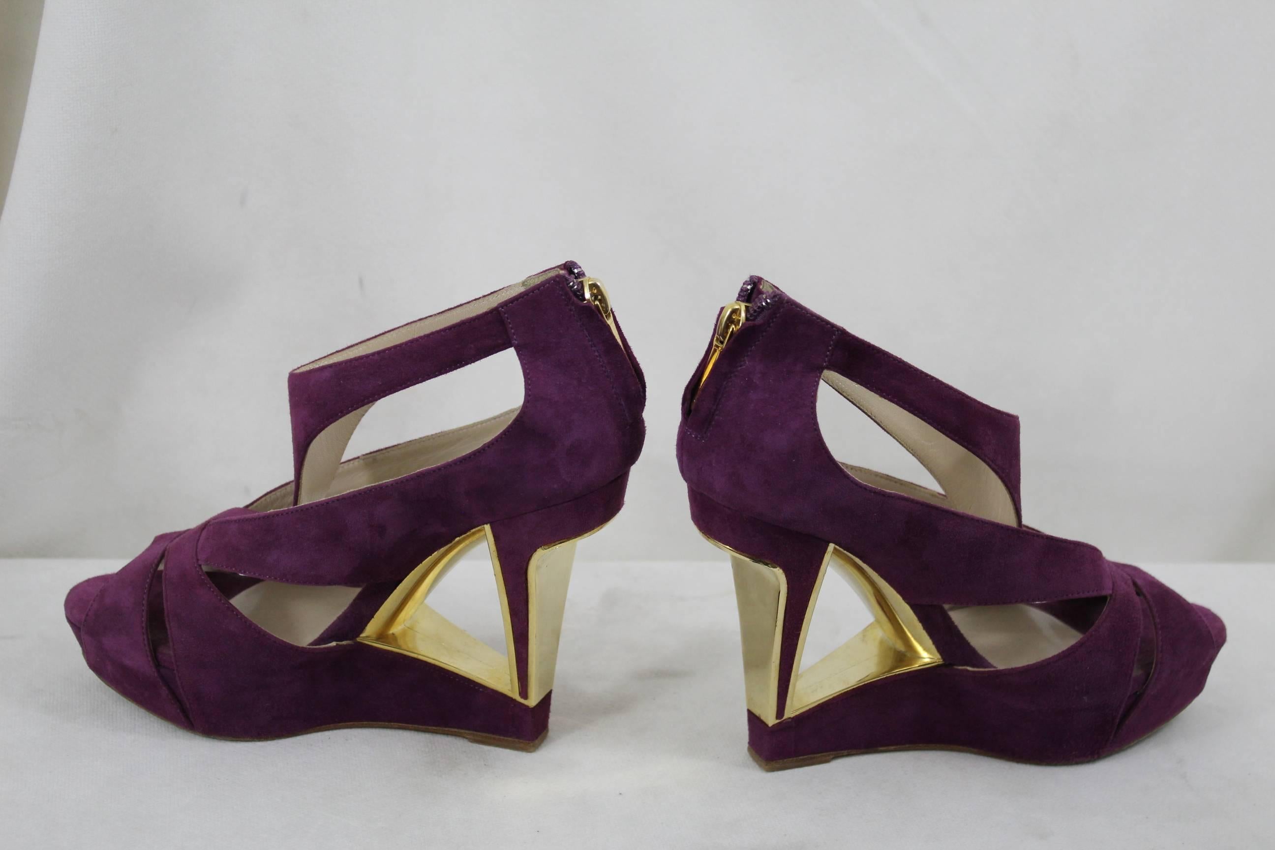 Women's Christian DiorGolden and Purple Architectural Sandals. Size 4 (35 FR) For Sale